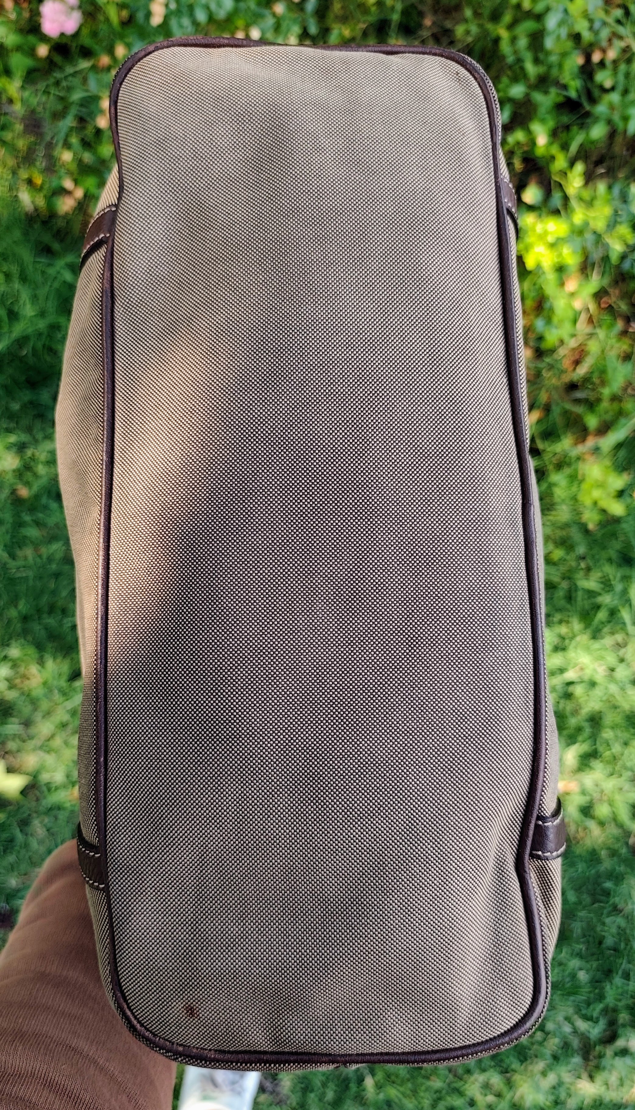 Prada - Shopper Tote Bag in Tessuto Jacquard Beige e Inserti in Pelle