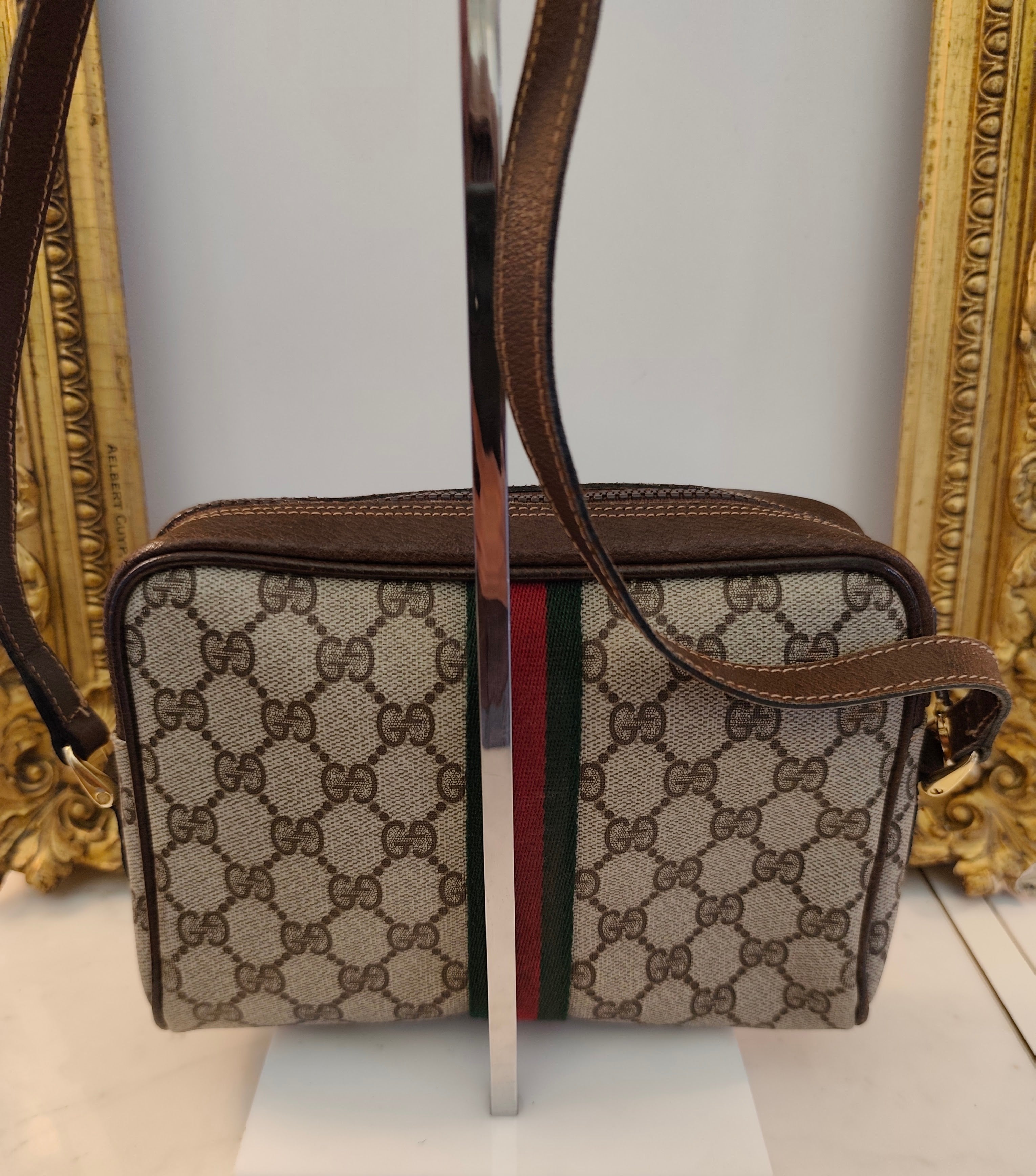 Gucci – Ophidia Camera Bag in Canvas GG con Inserti in Pelle Beige