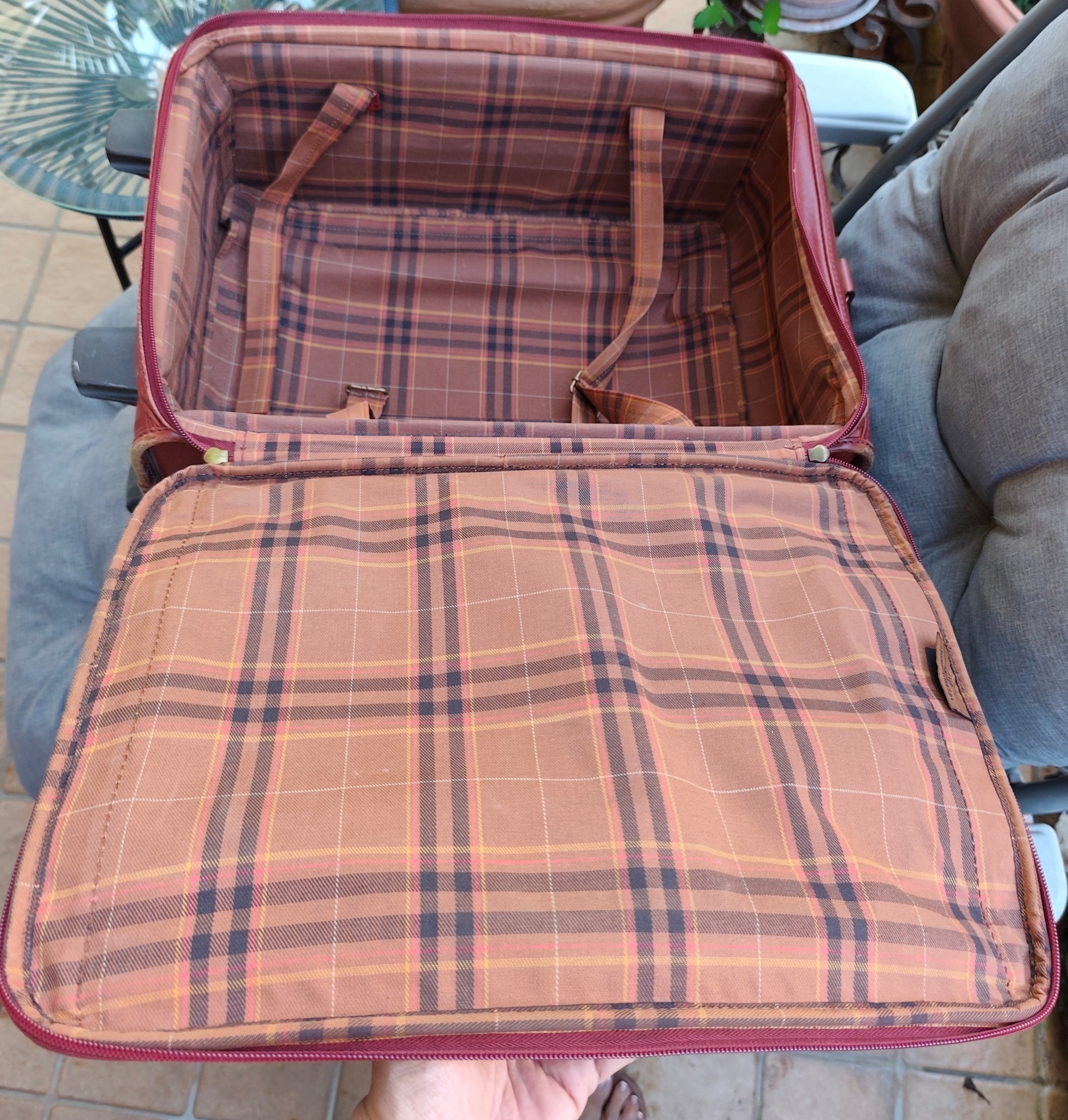 The Bridge – Trolley con ruote Rigido in Pelle Bordeaux Linea Story Vintage