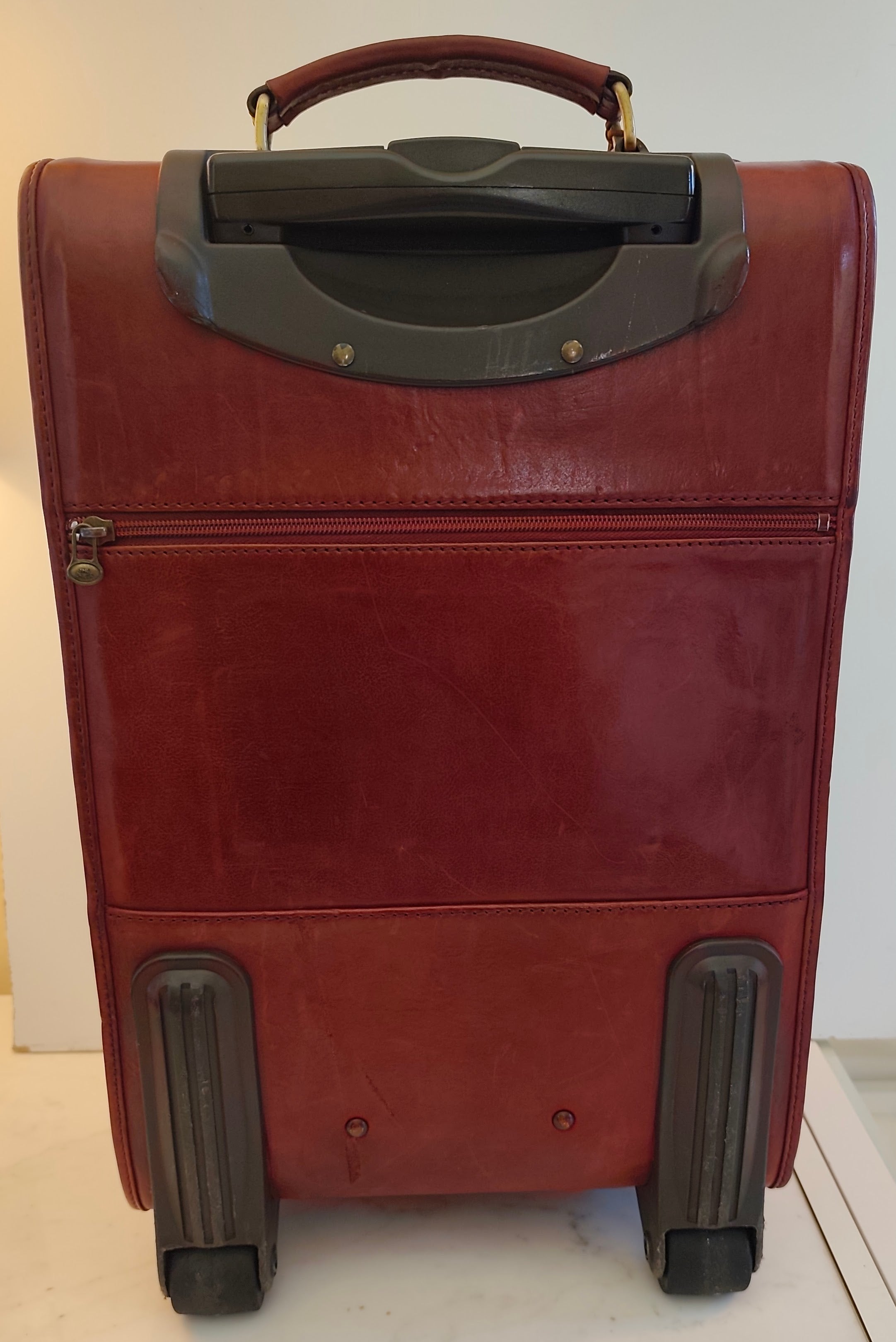 The Bridge – Trolley con ruote Rigido in Pelle Bordeaux Linea Story Vintage