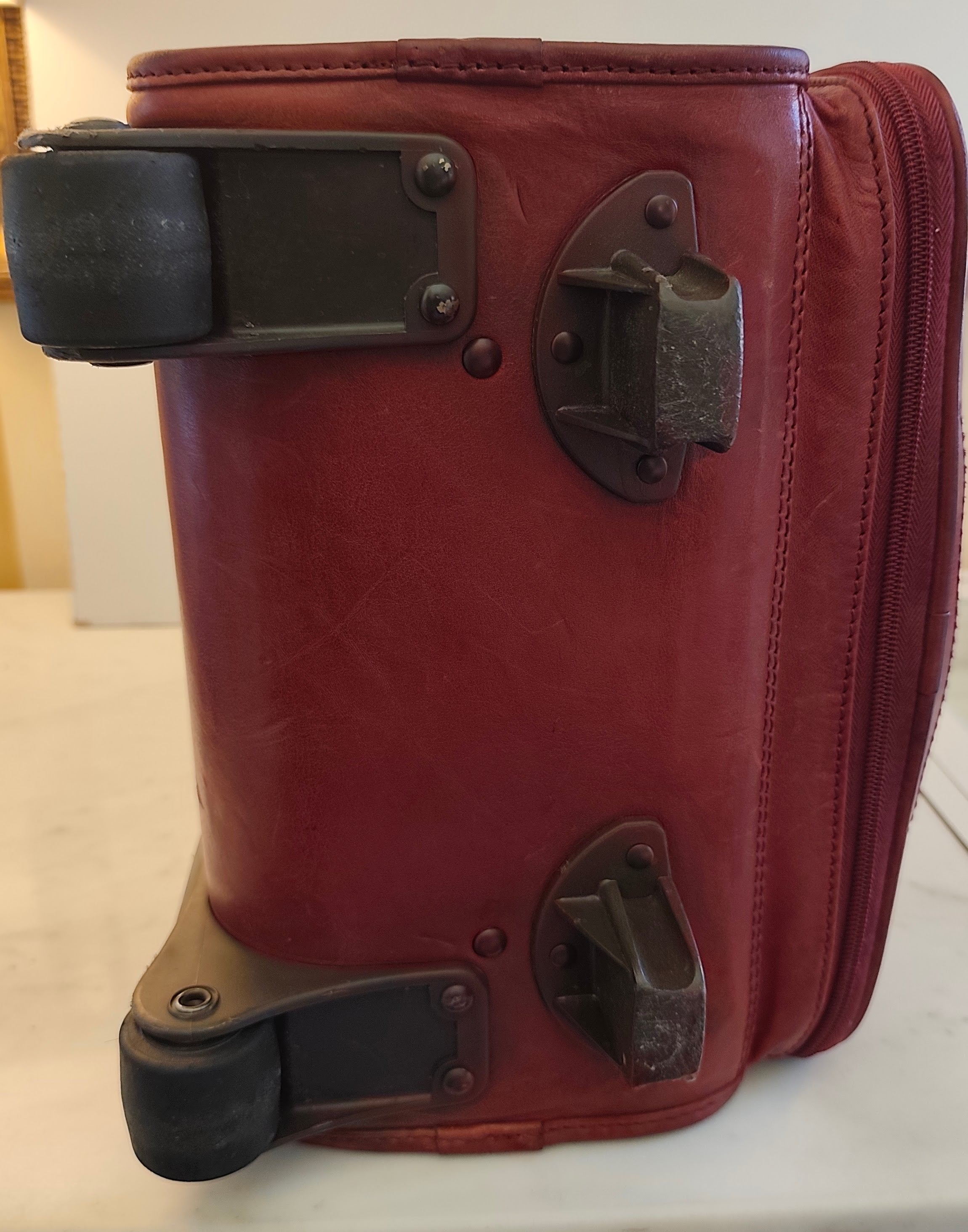 The Bridge – Trolley con ruote Rigido in Pelle Bordeaux Linea Story Vintage