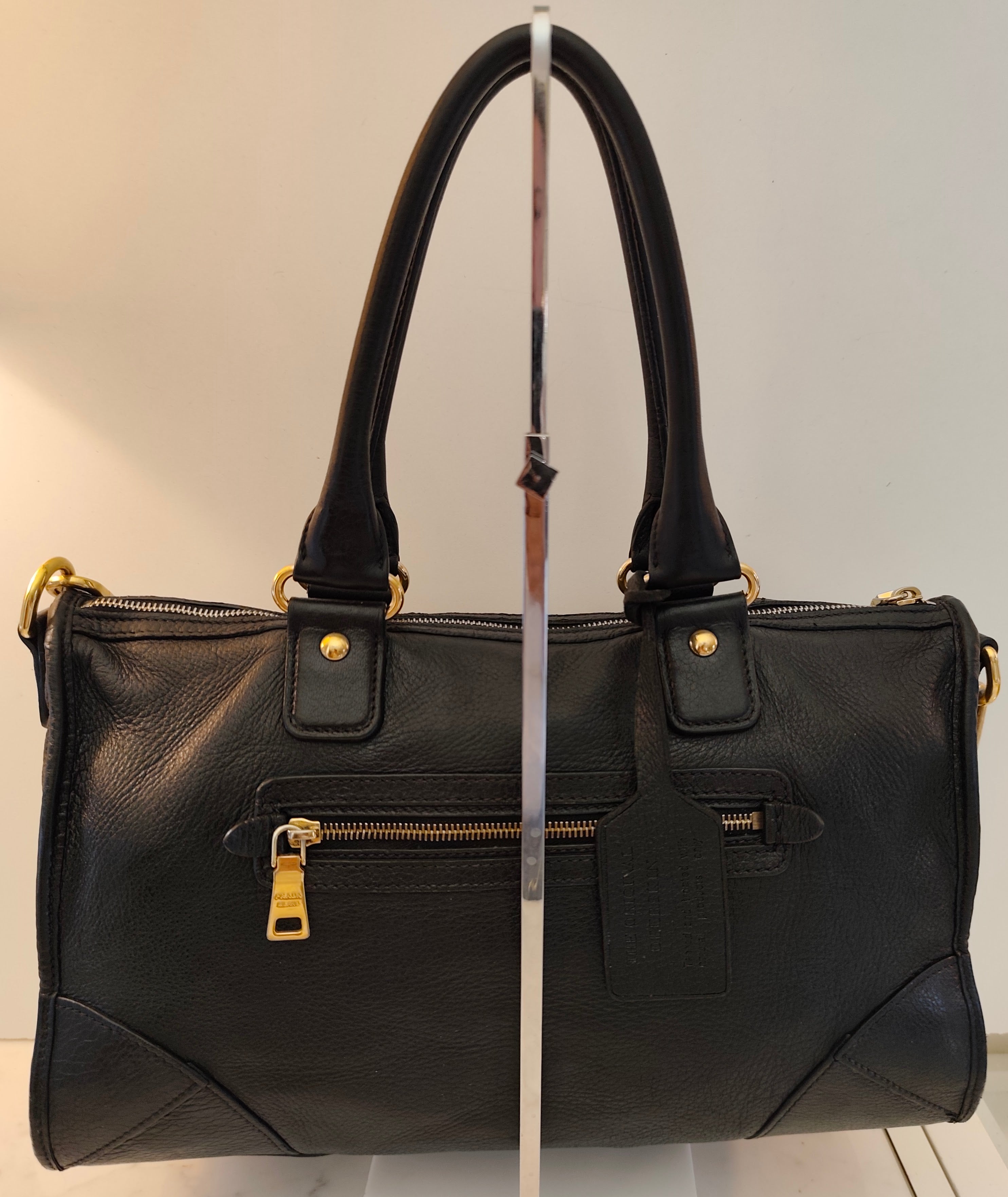 Prada - Bauletto Tote Bag a Spalla in Pelle Nera con Tracolla