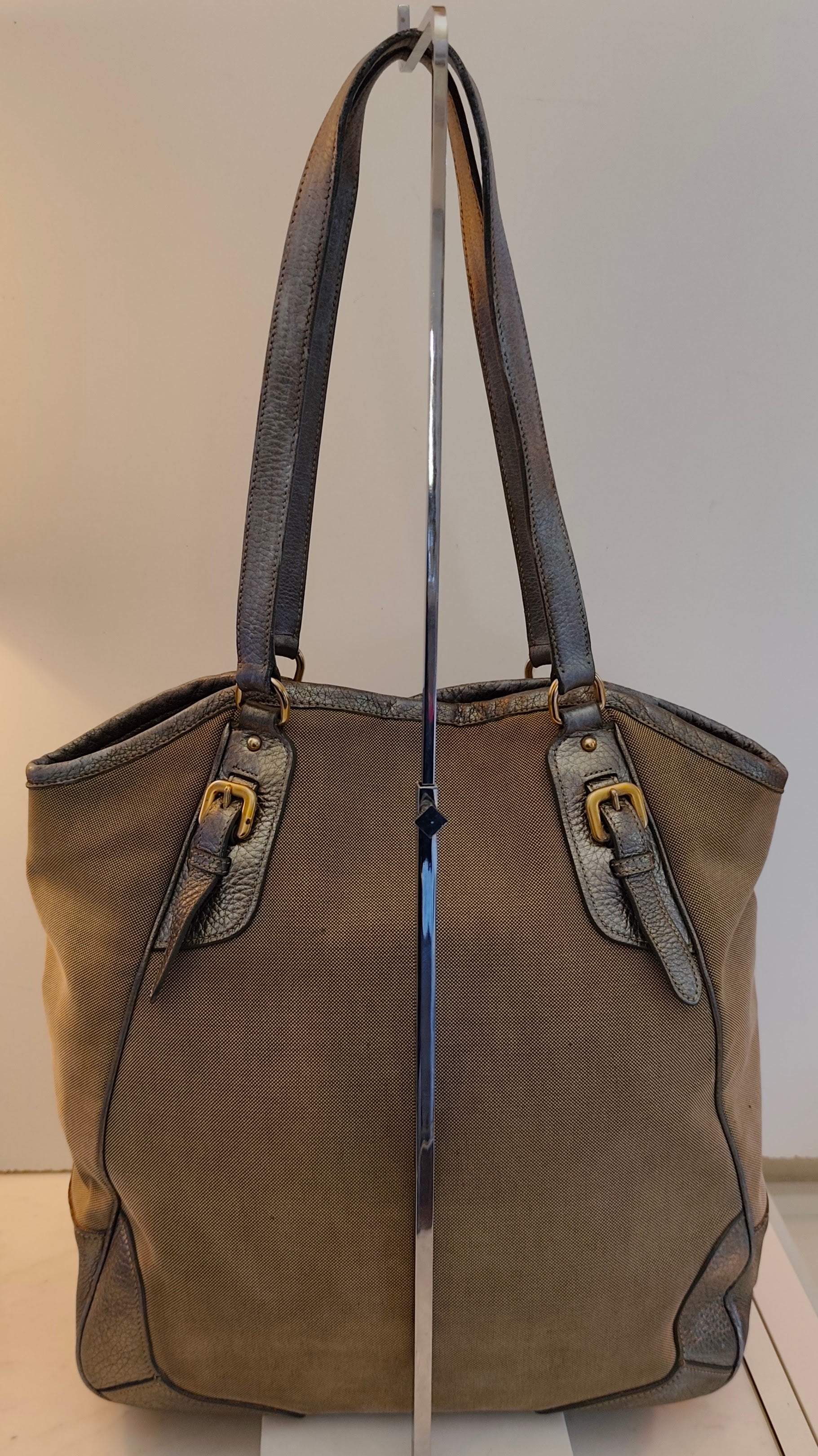 Prada – Shopper Grande a Spalla in Tessuto e Pelle Jacquard