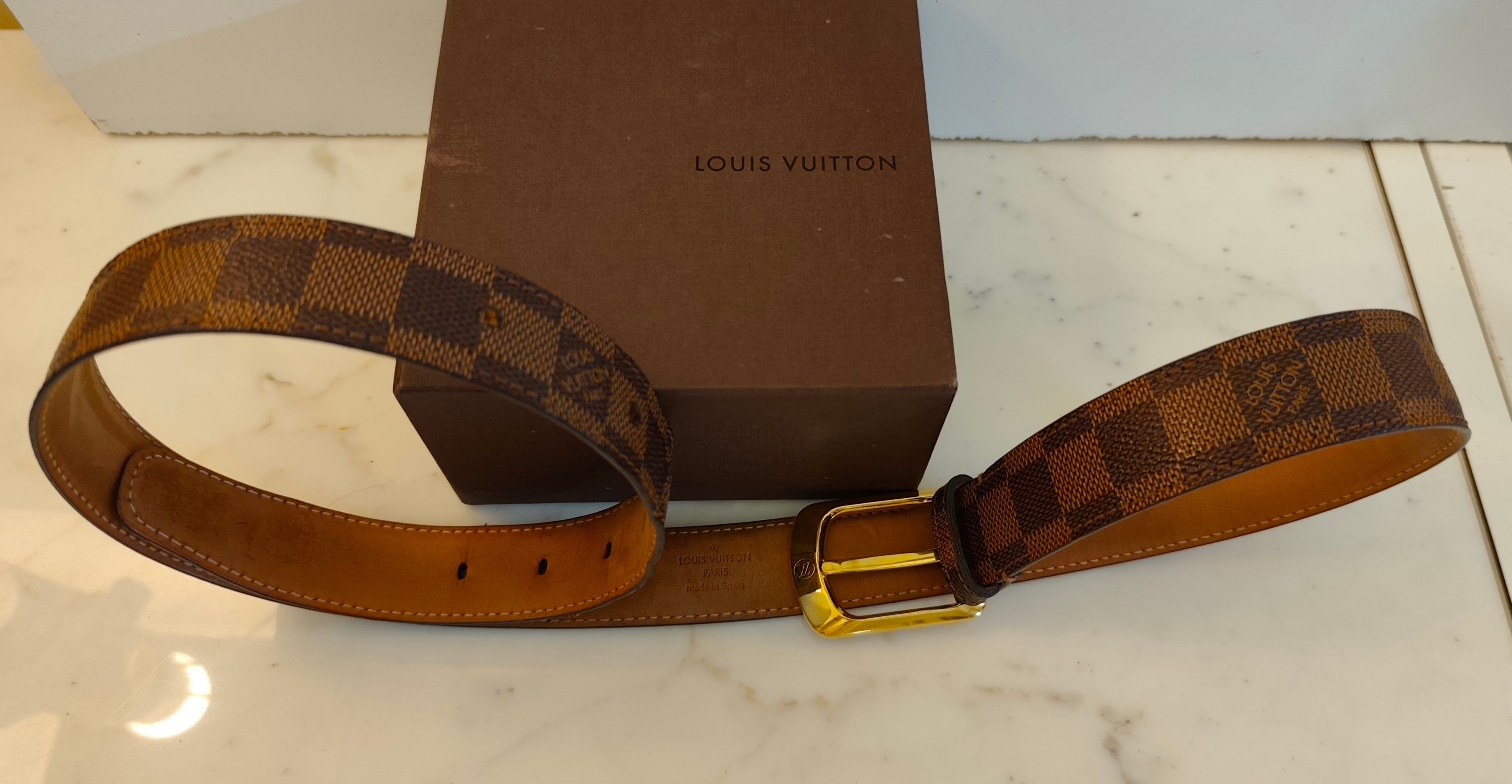 Louis Vuitton – Cintura Ellipse Unisex in Tela Damier Ebene