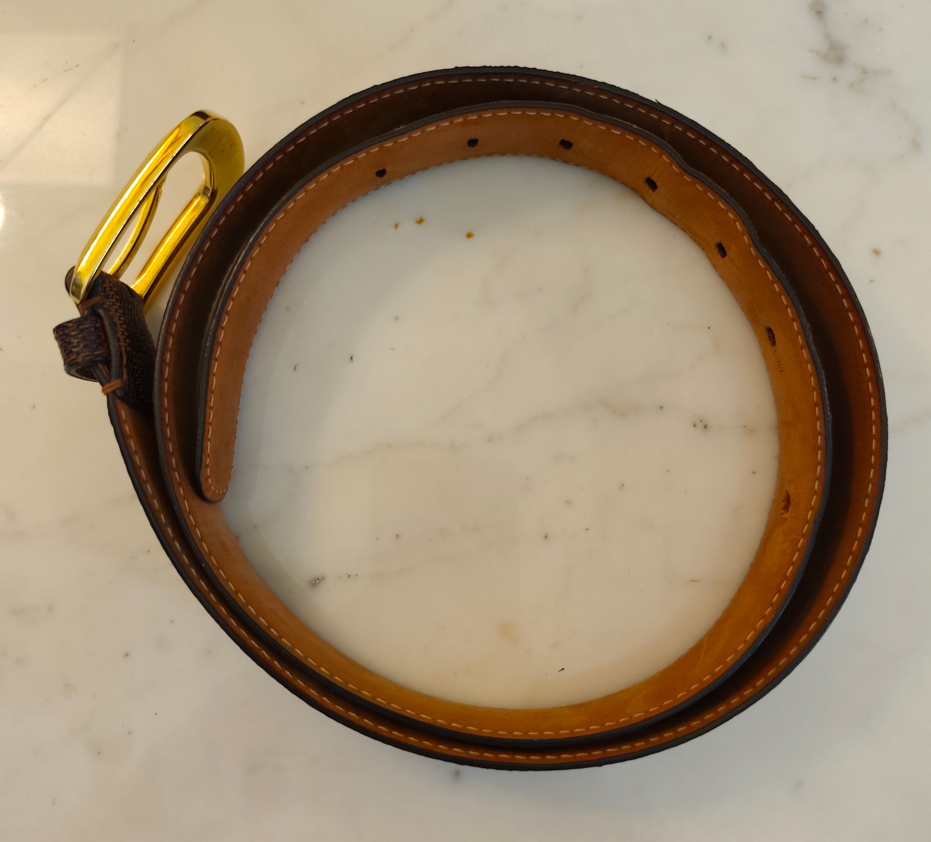 Louis Vuitton – Cintura Ellipse Unisex in Tela Damier Ebene