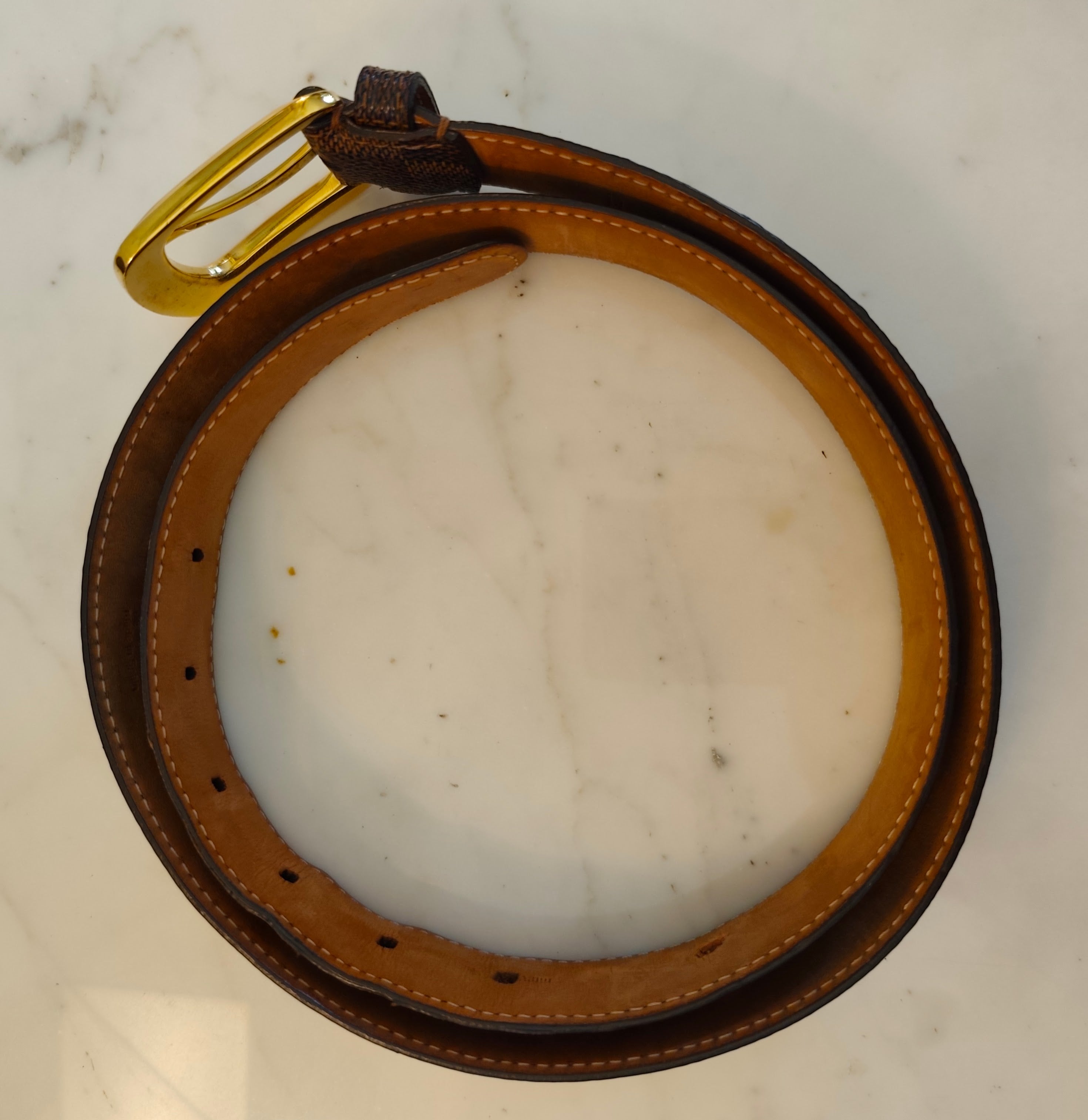 Louis Vuitton – Cintura Ellipse Unisex in Tela Damier Ebene