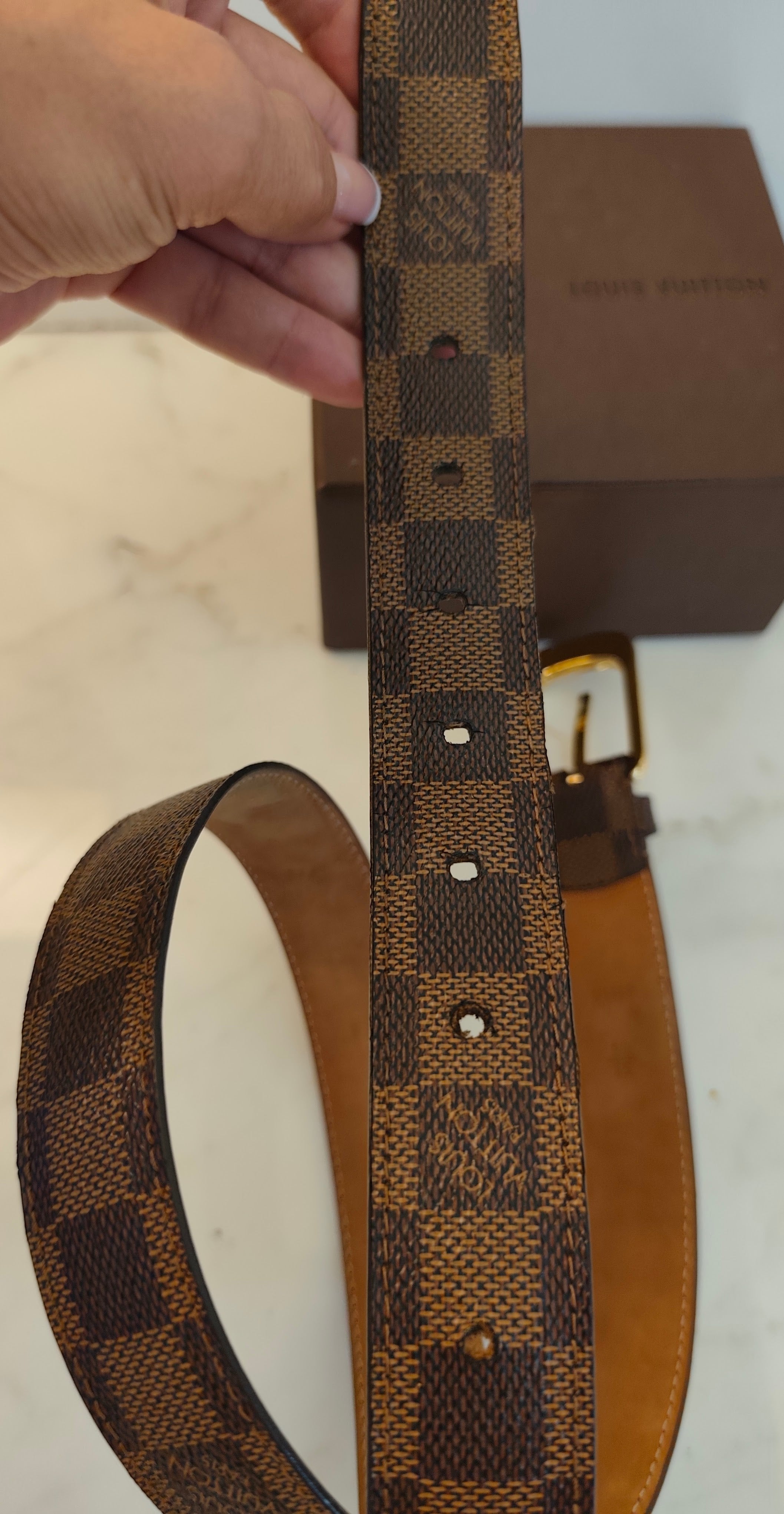 Louis Vuitton – Cintura Ellipse Unisex in Tela Damier Ebene