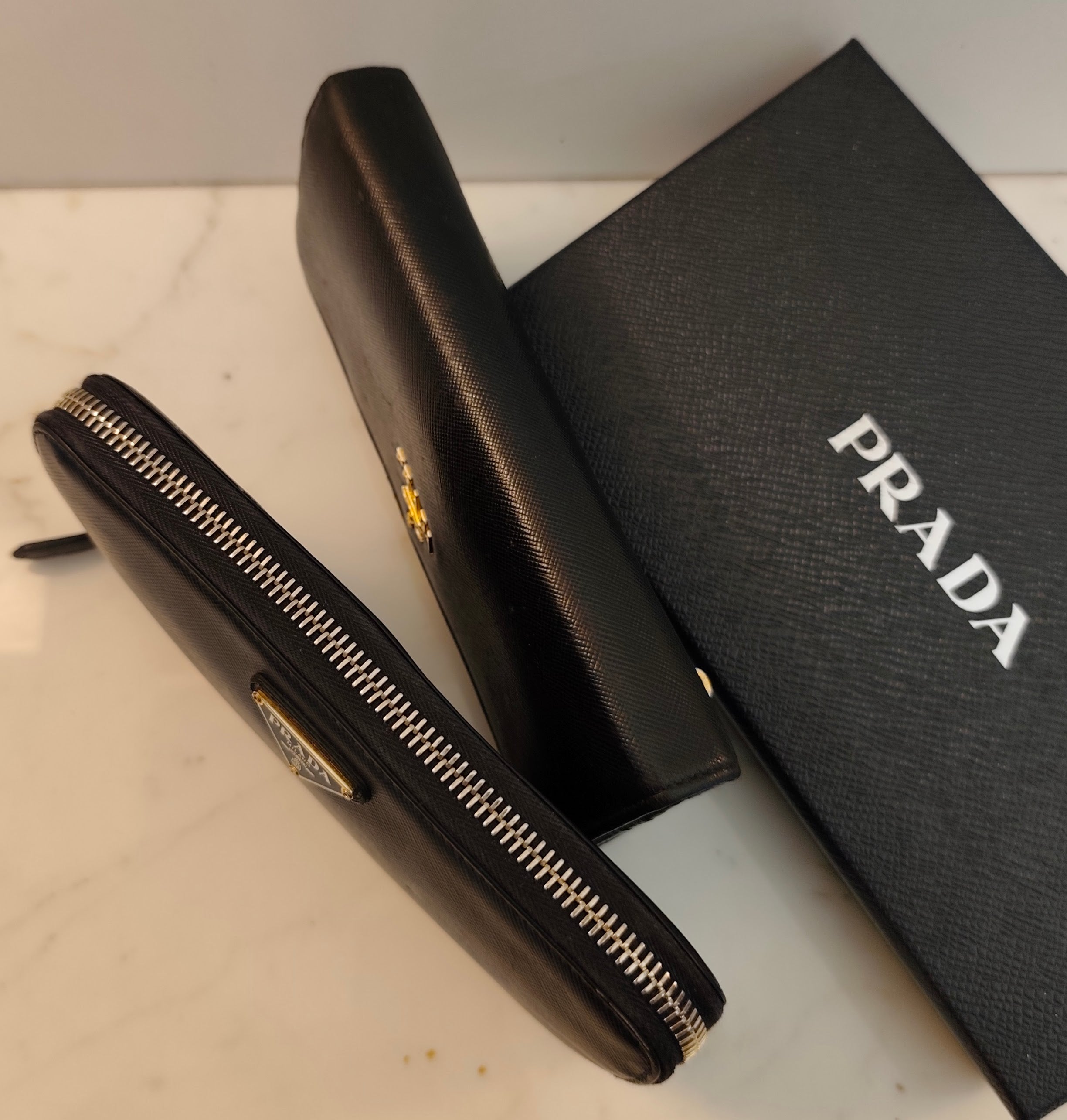Prada - Portafoglio Continental Lux Pelle Saffiano Nera Logo Triangolo