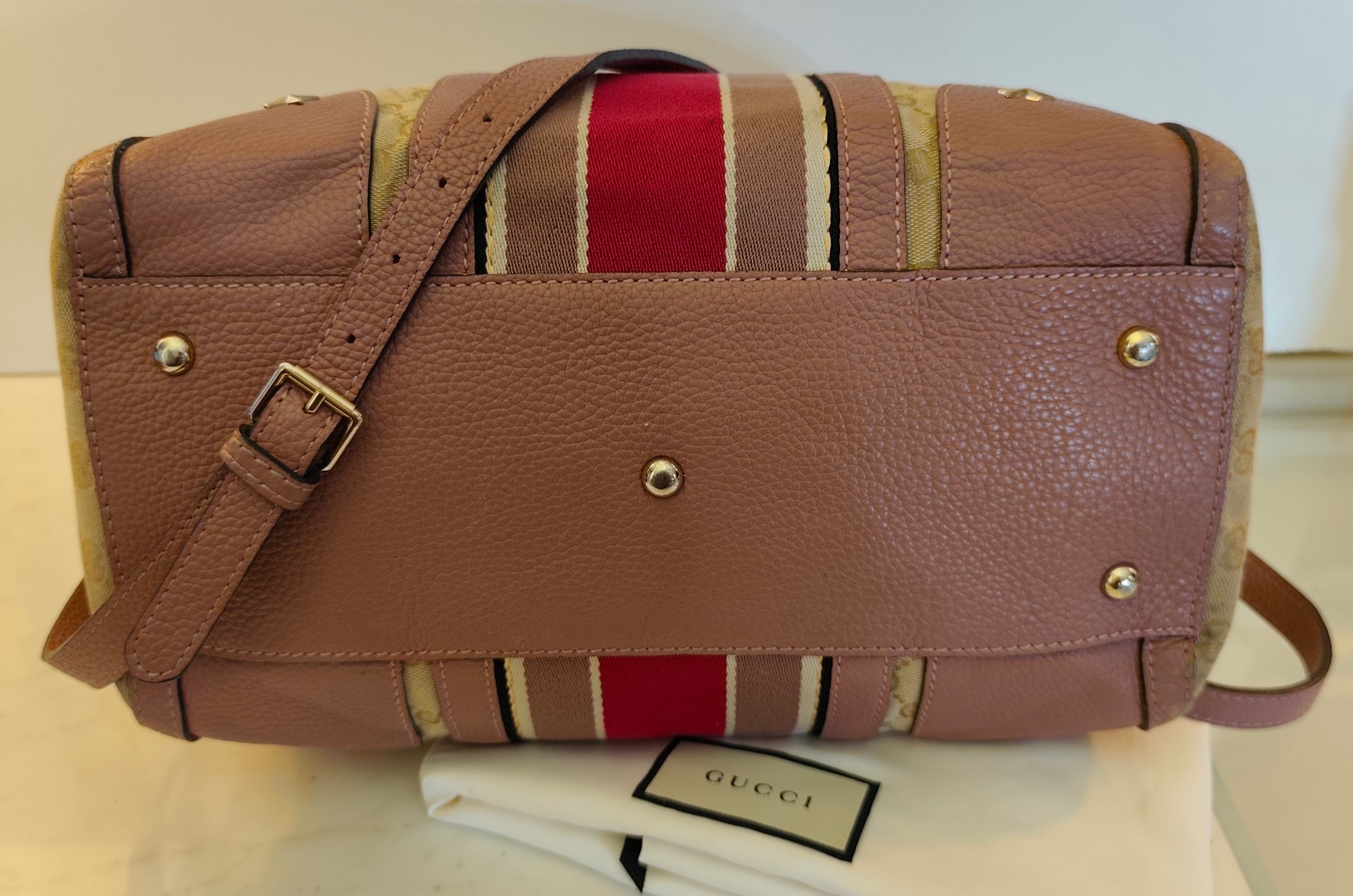 GUCCI - Bauletto Boston Edizione Limitata in Tessuto GG Beige e Rosa con Tracolla