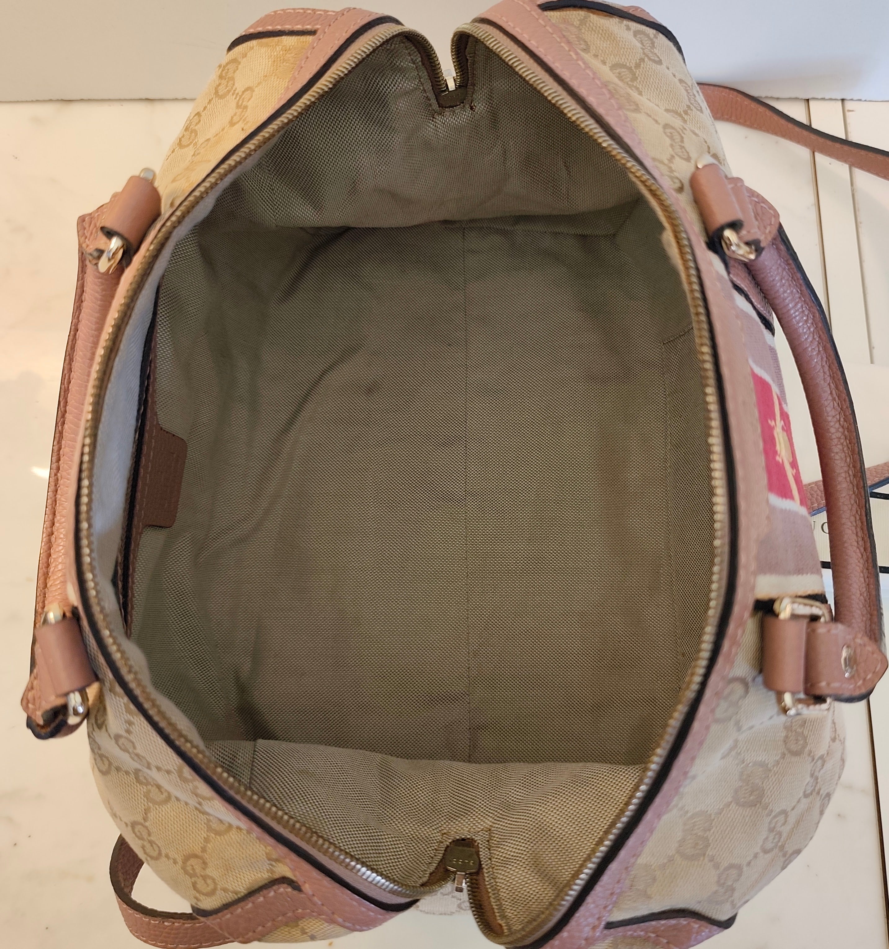 GUCCI - Bauletto Boston Edizione Limitata in Tessuto GG Beige e Rosa con Tracolla