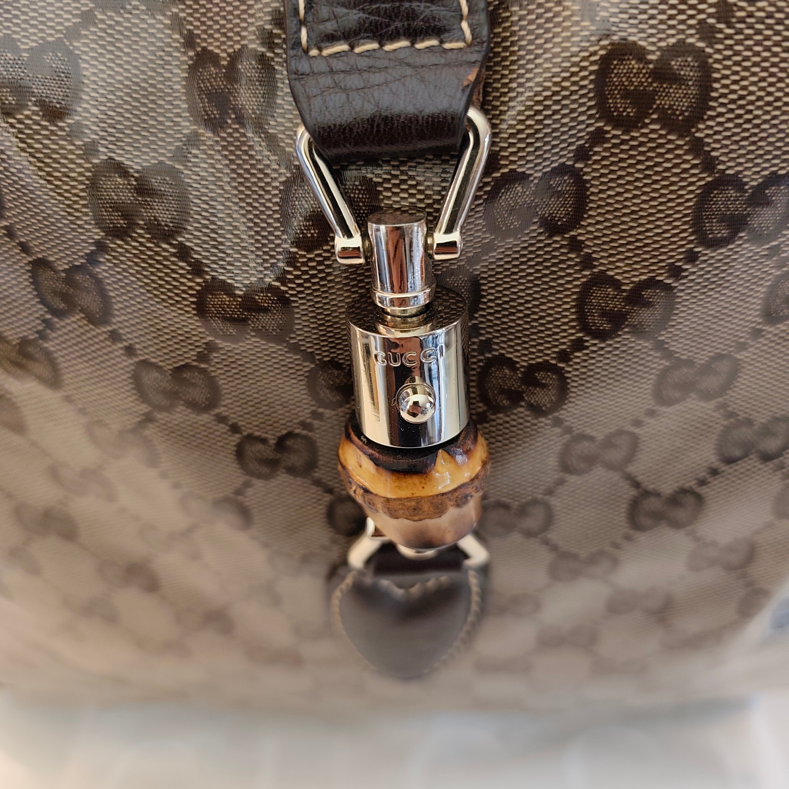 Gucci - Jackie Hobo Cristal in Canvas GG e Pelle Testa di Moro
