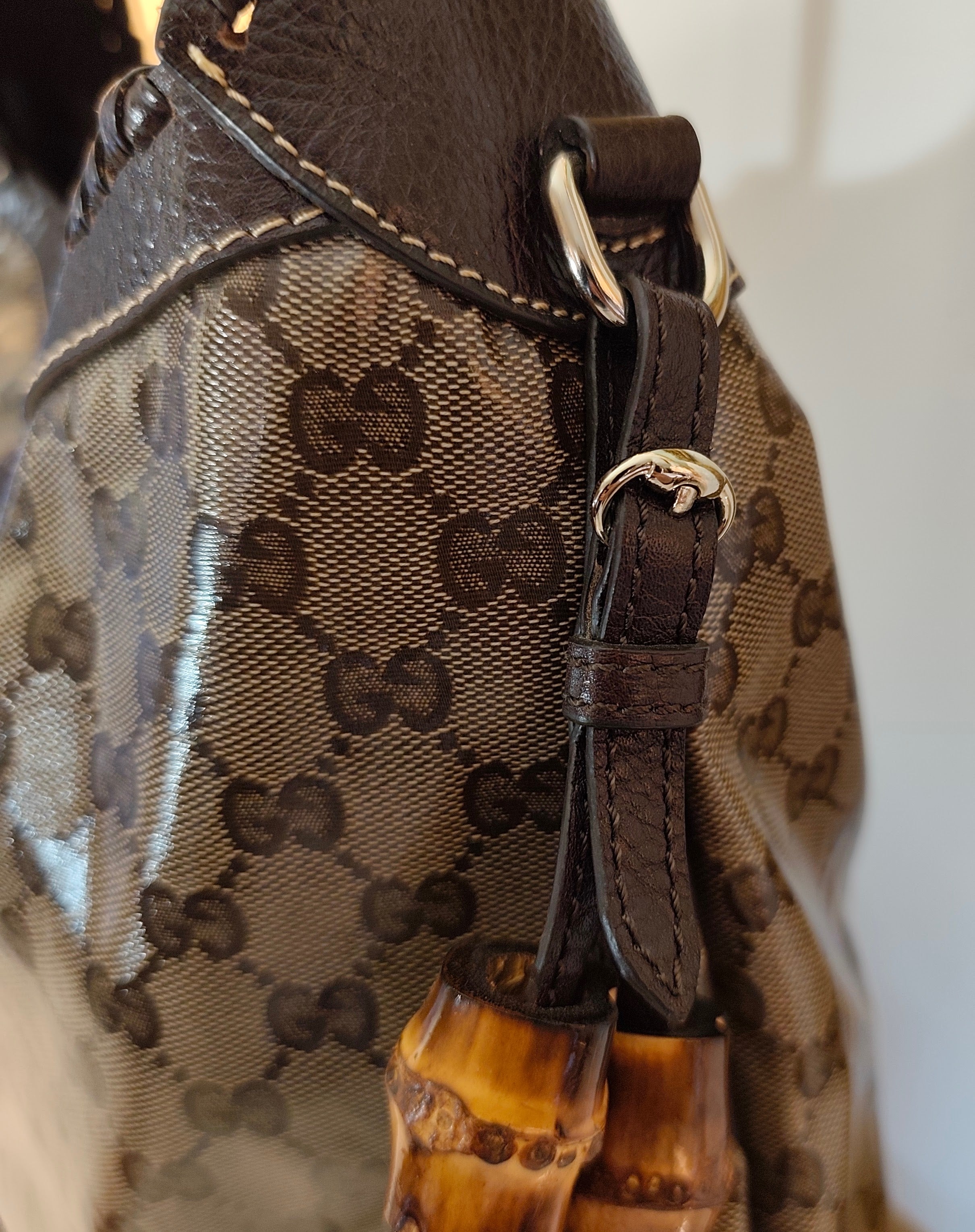 Gucci - Jackie Hobo Cristal in Canvas GG e Pelle Testa di Moro