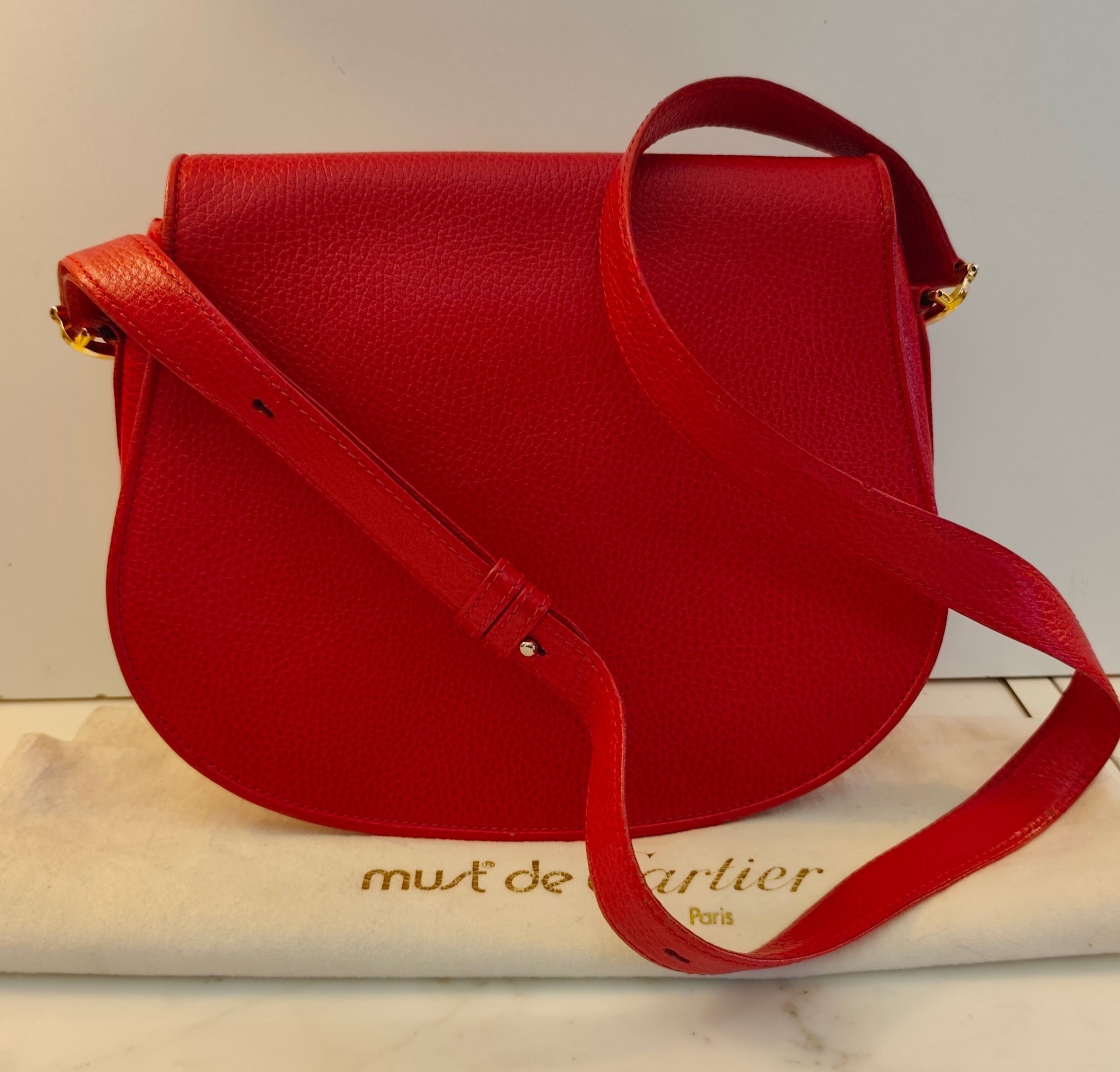 Cartier - Borsa a Spalla o Tracolla in Pelle Rossa