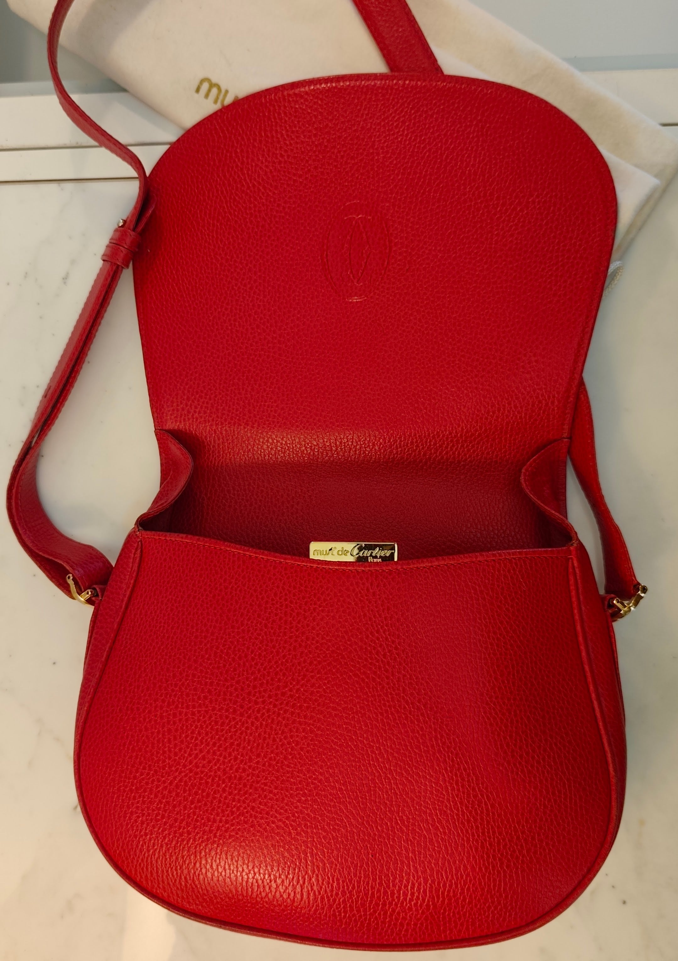 Cartier - Borsa a Spalla o Tracolla in Pelle Rossa