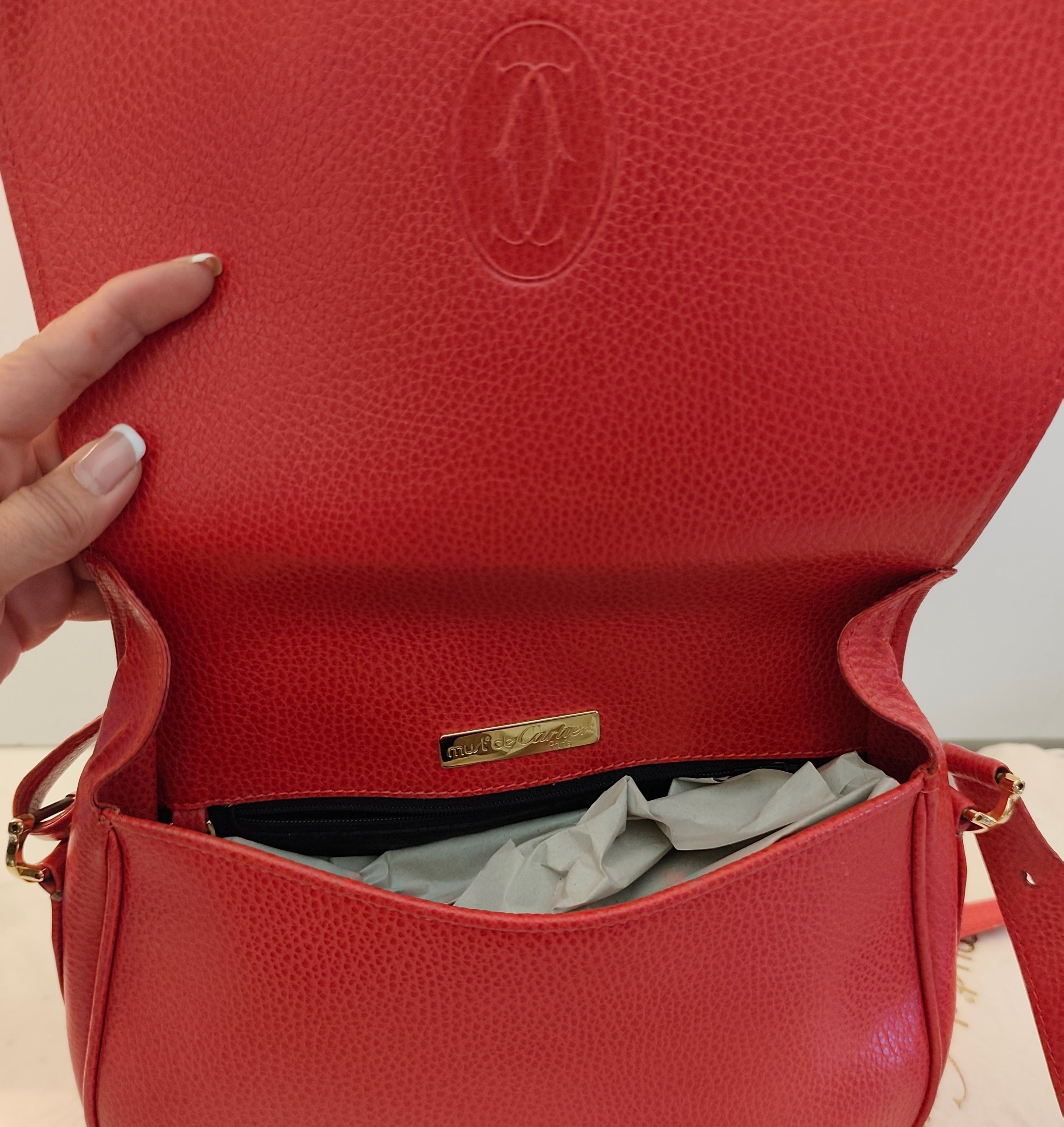 Cartier - Borsa a Spalla o Tracolla in Pelle Rossa