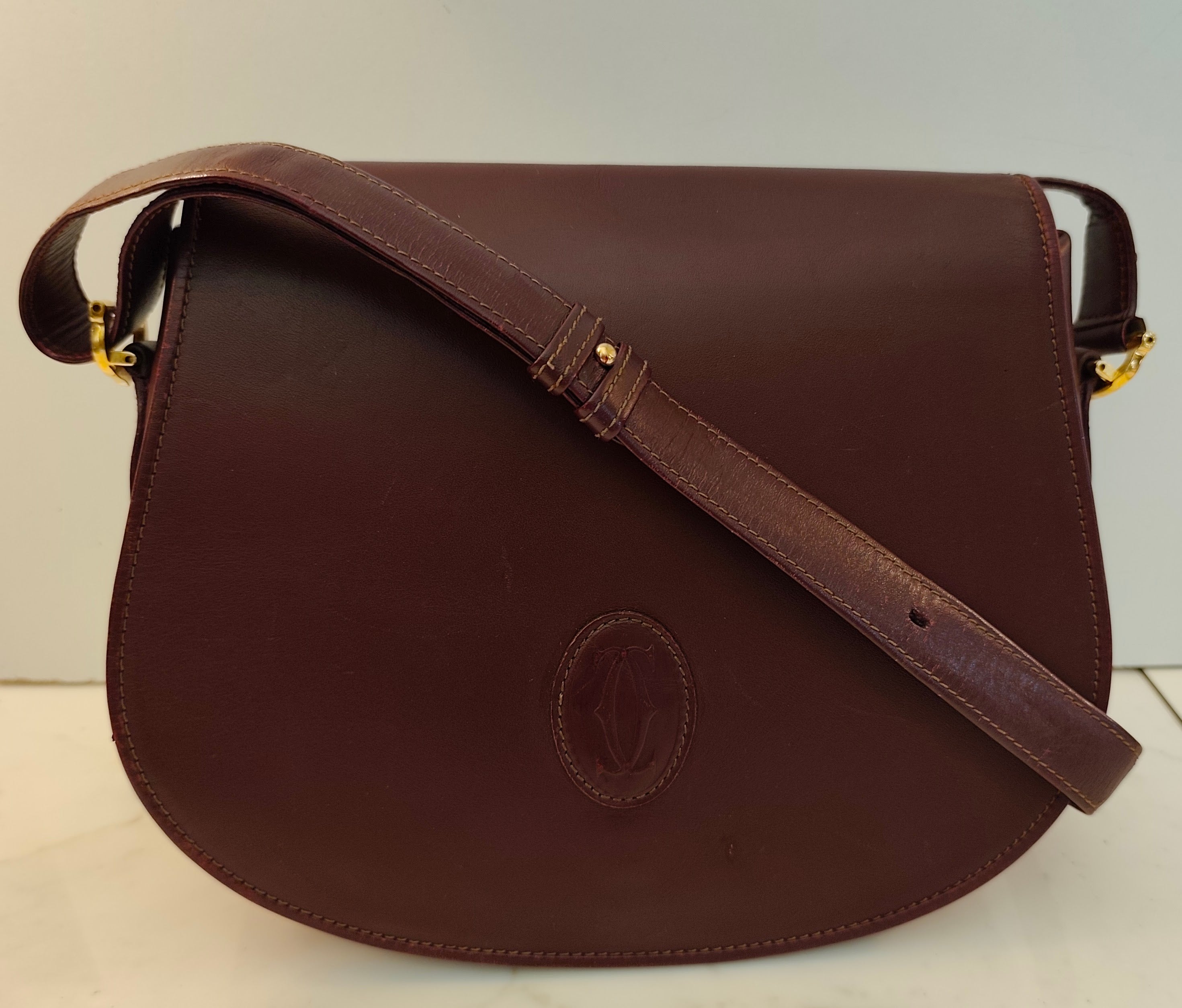 Cartier - Borsa a Spalla o Tracolla in Pelle Bordeaux