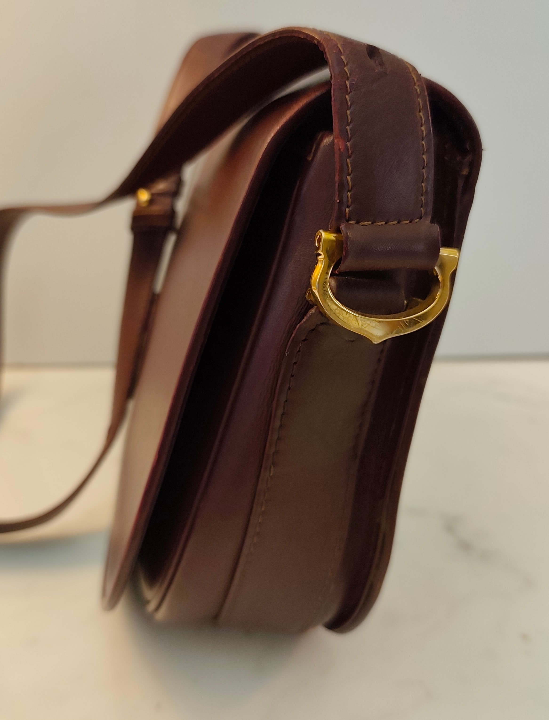 Cartier - Borsa a Spalla o Tracolla in Pelle Bordeaux