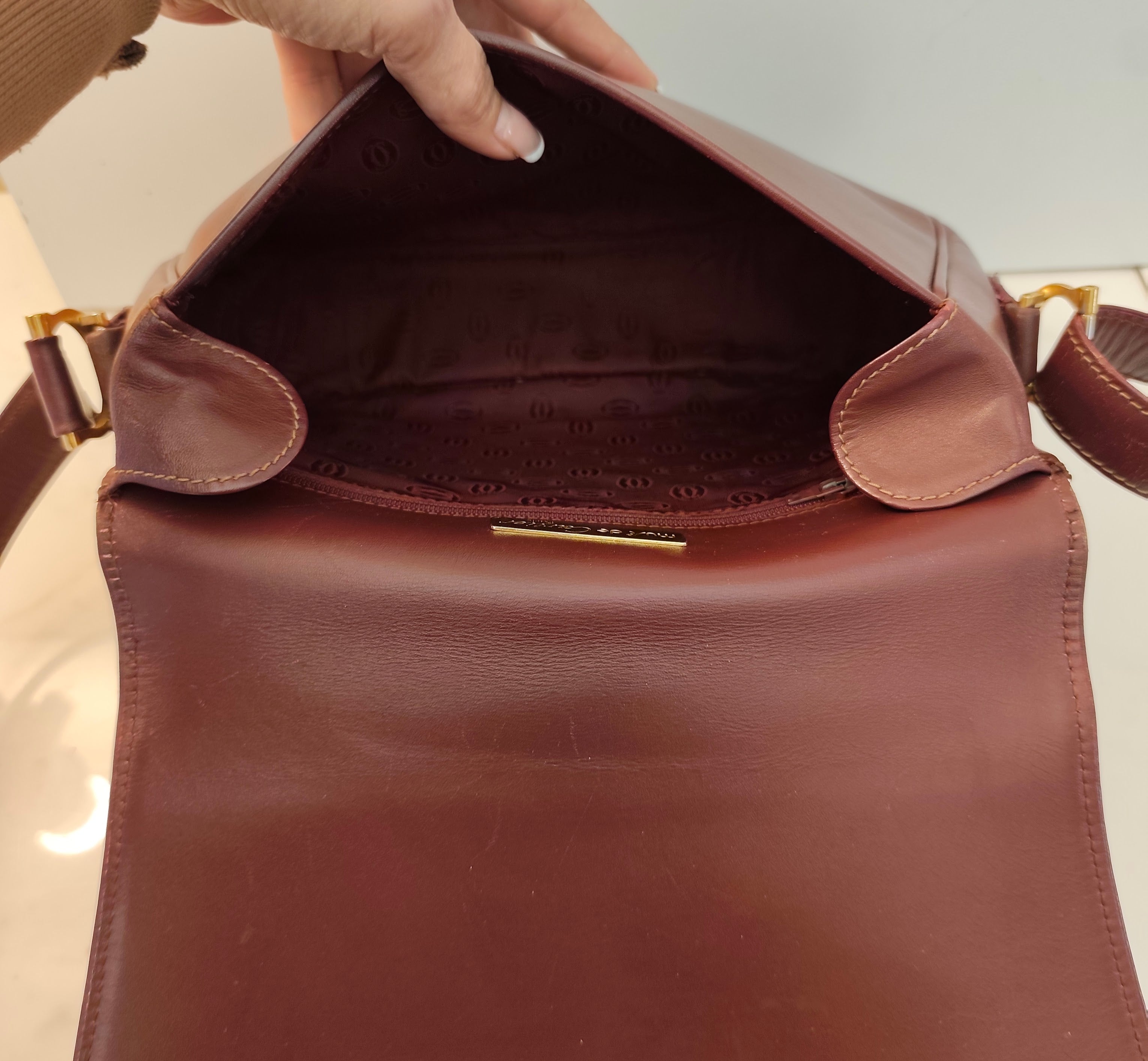 Cartier - Borsa a Spalla o Tracolla in Pelle Bordeaux