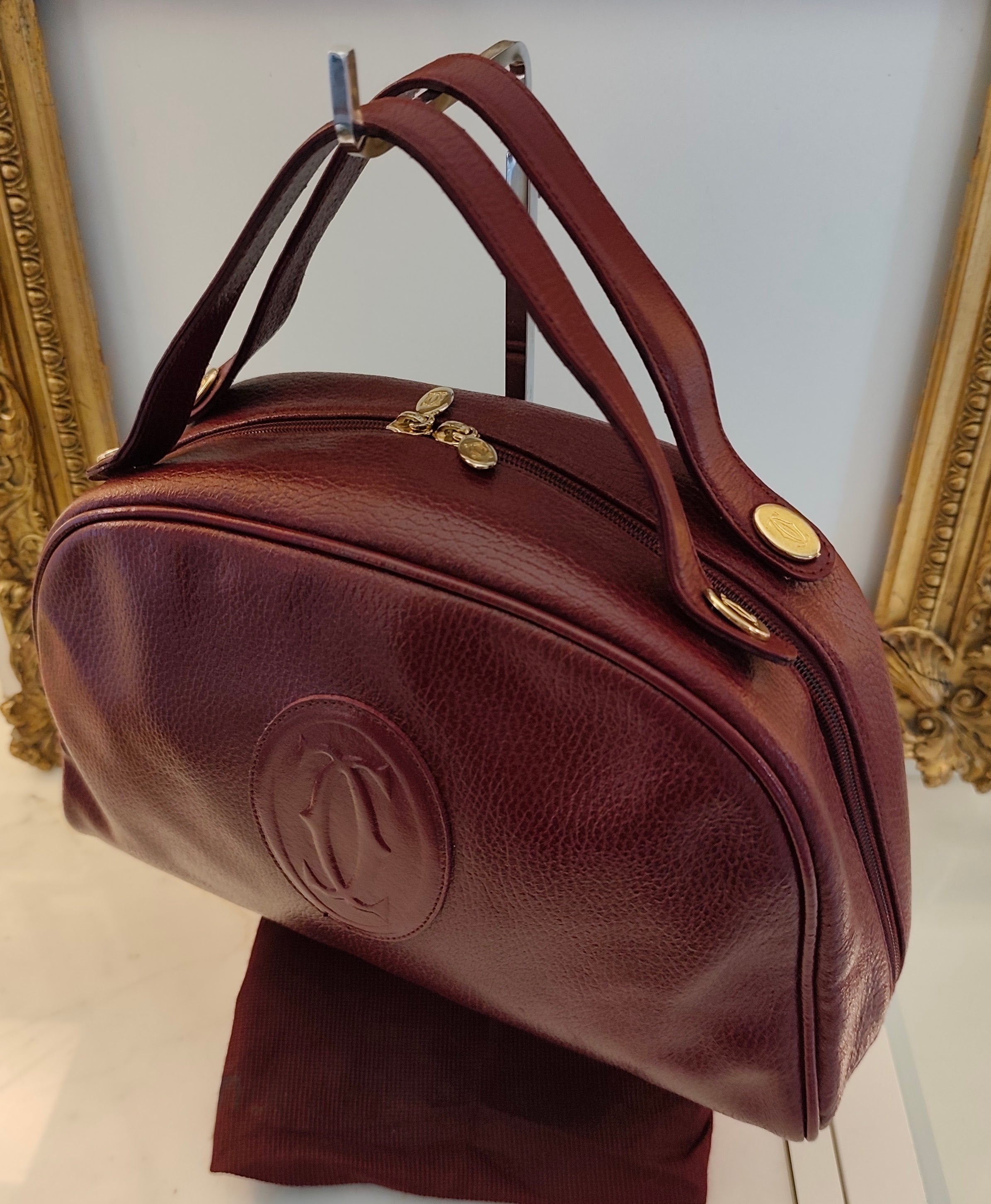 Cartier - Borsa a Mano Doubleface in Pelle Bordeaux