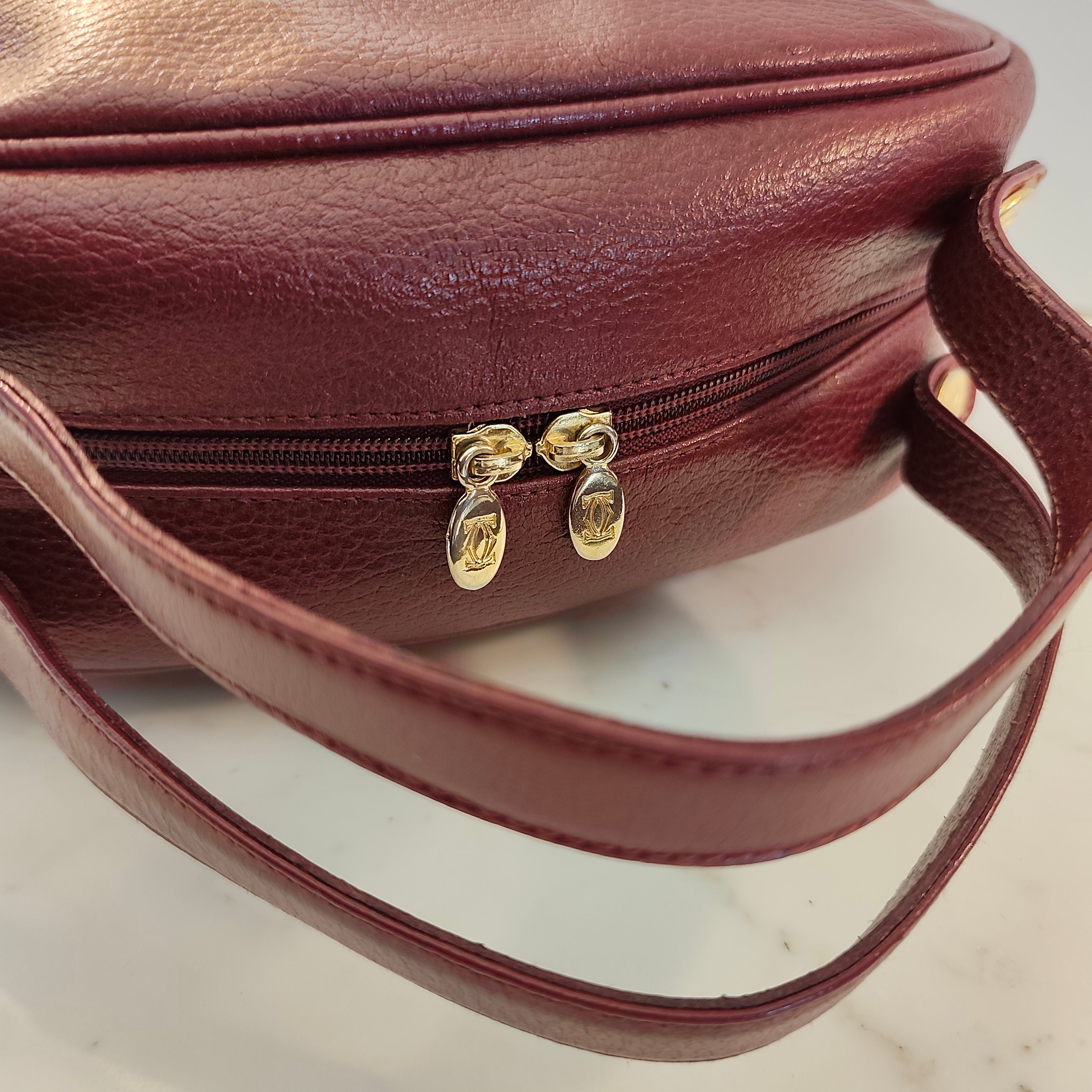 Cartier - Borsa a Mano Doubleface in Pelle Bordeaux