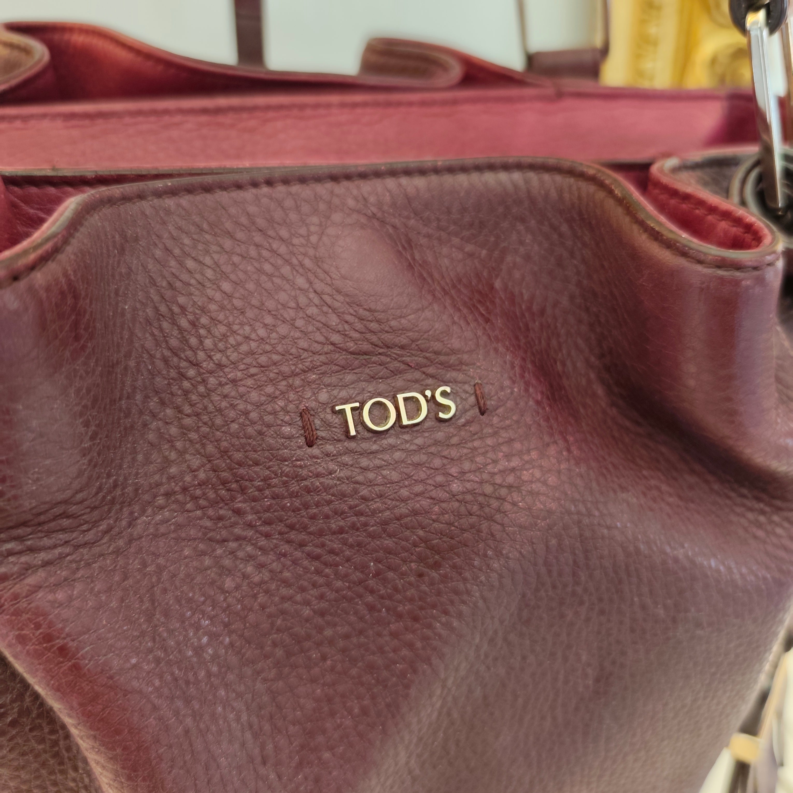 Tod's - Borsa a Spalla Tote Bag in Pelle Bordeaux