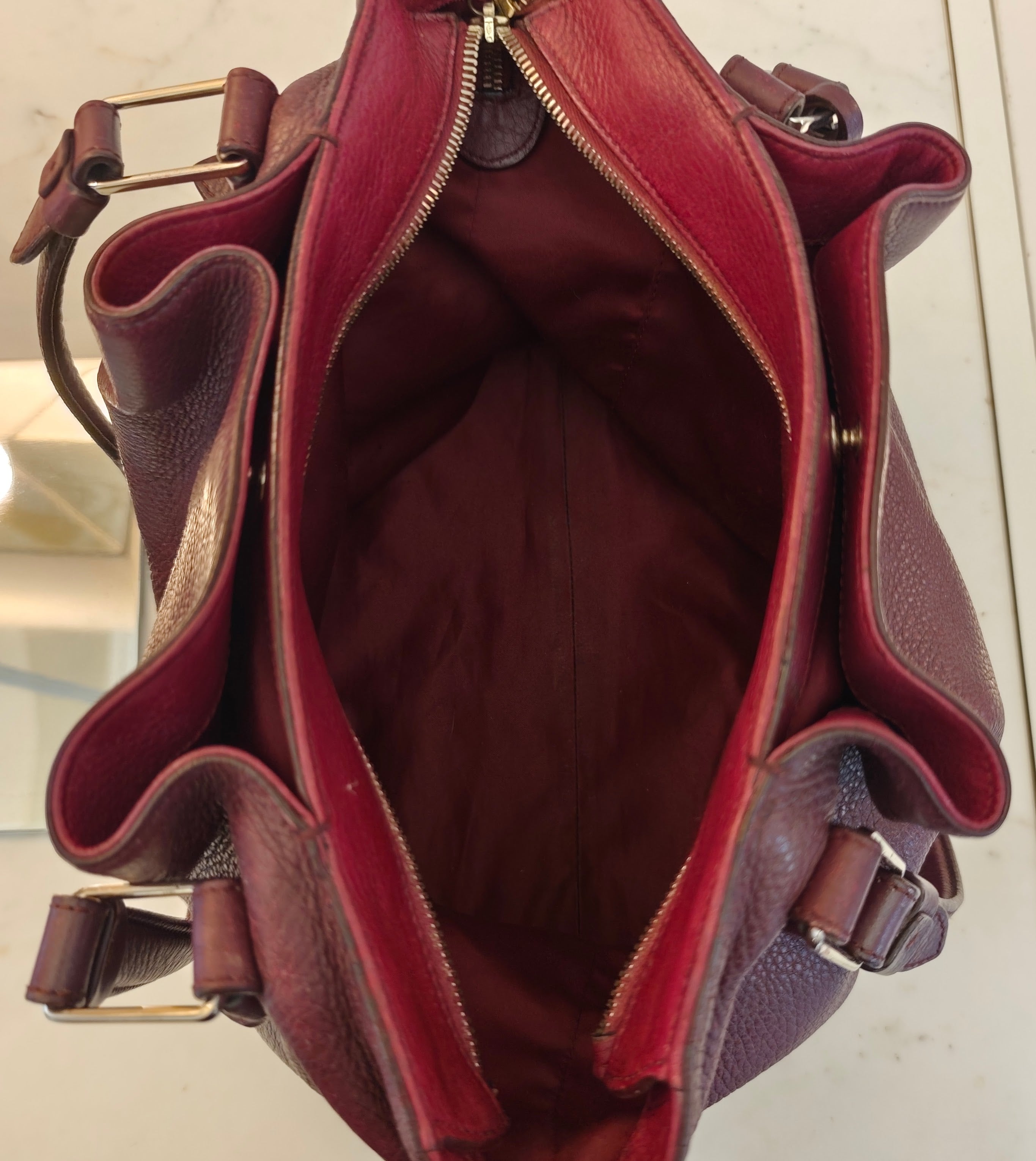 Tod's - Borsa a Spalla Tote Bag in Pelle Bordeaux