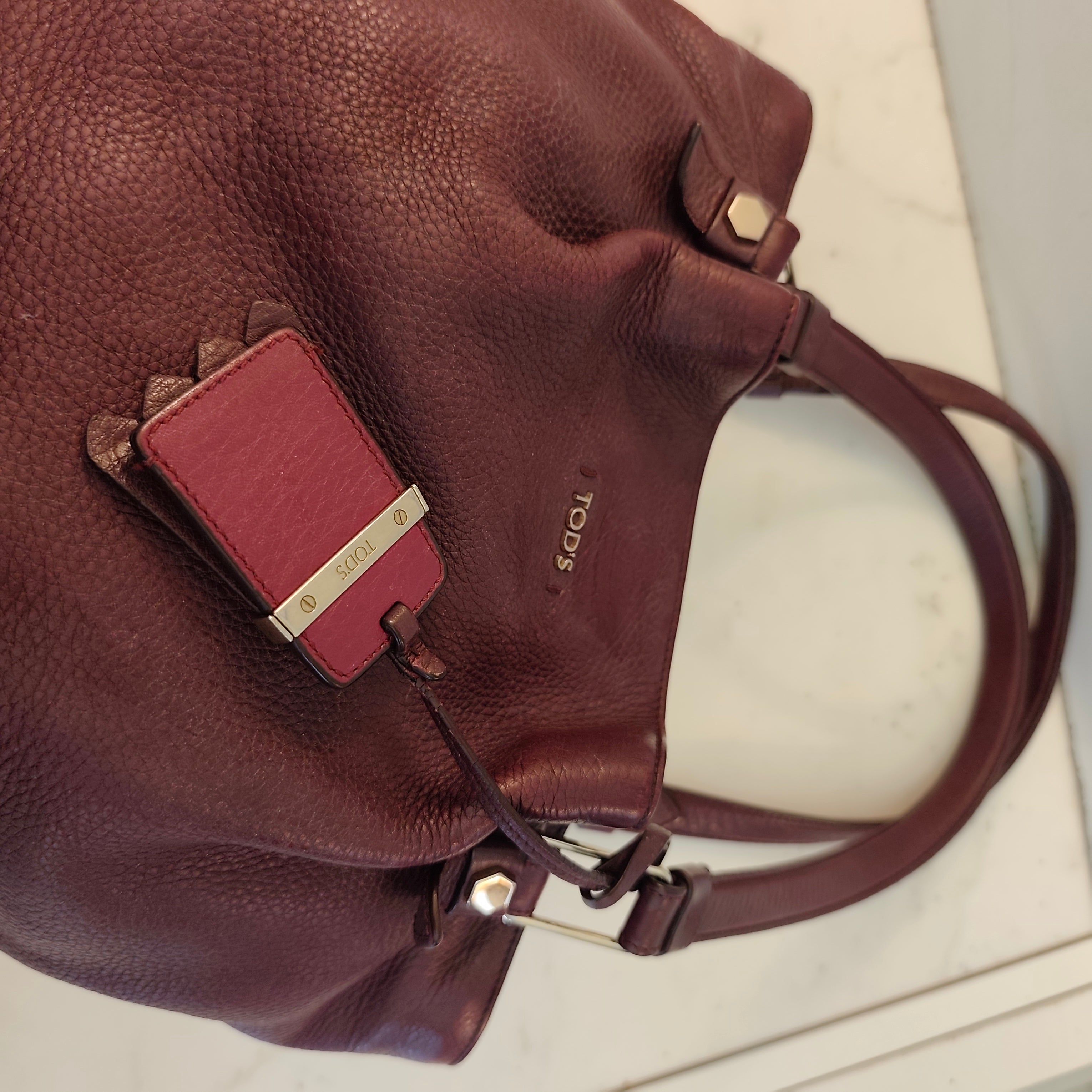 Tod's - Borsa a Spalla Tote Bag in Pelle Bordeaux
