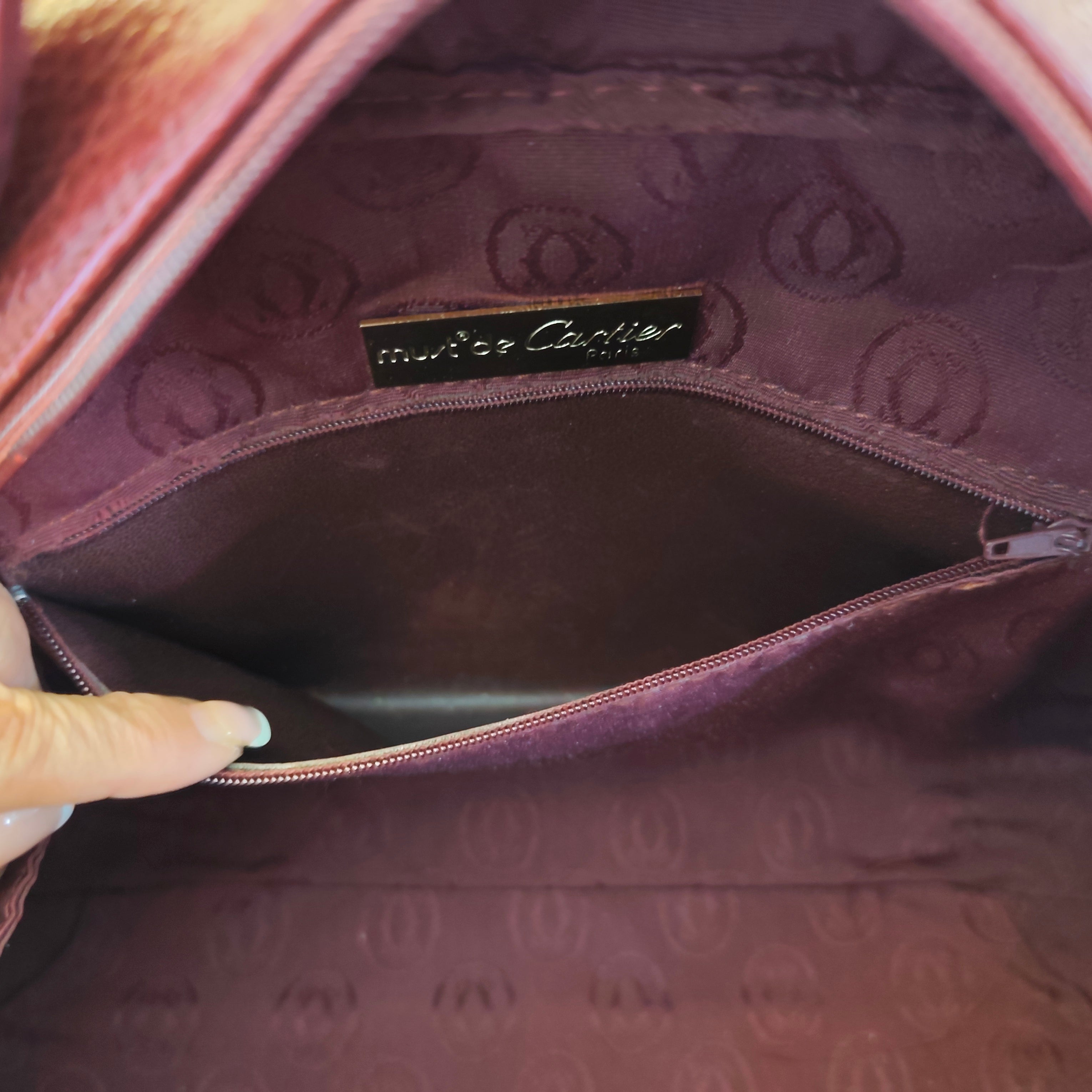 Cartier - Borsa a Mano Doubleface in Pelle Bordeaux