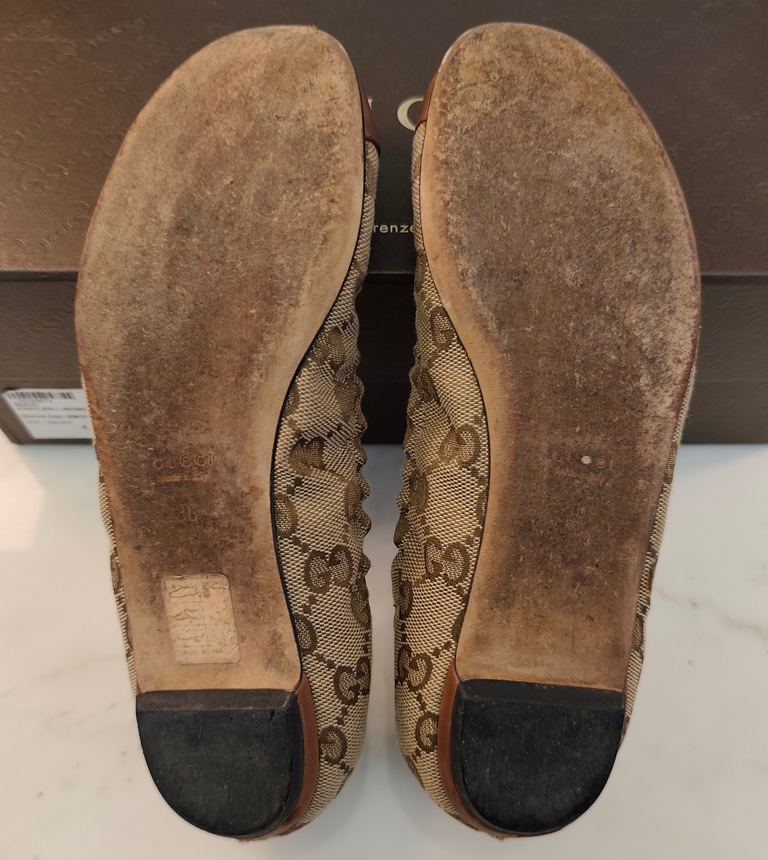 Gucci - Ballerine in Tessuto “GG” e Pelle con Morsetto in Bambù