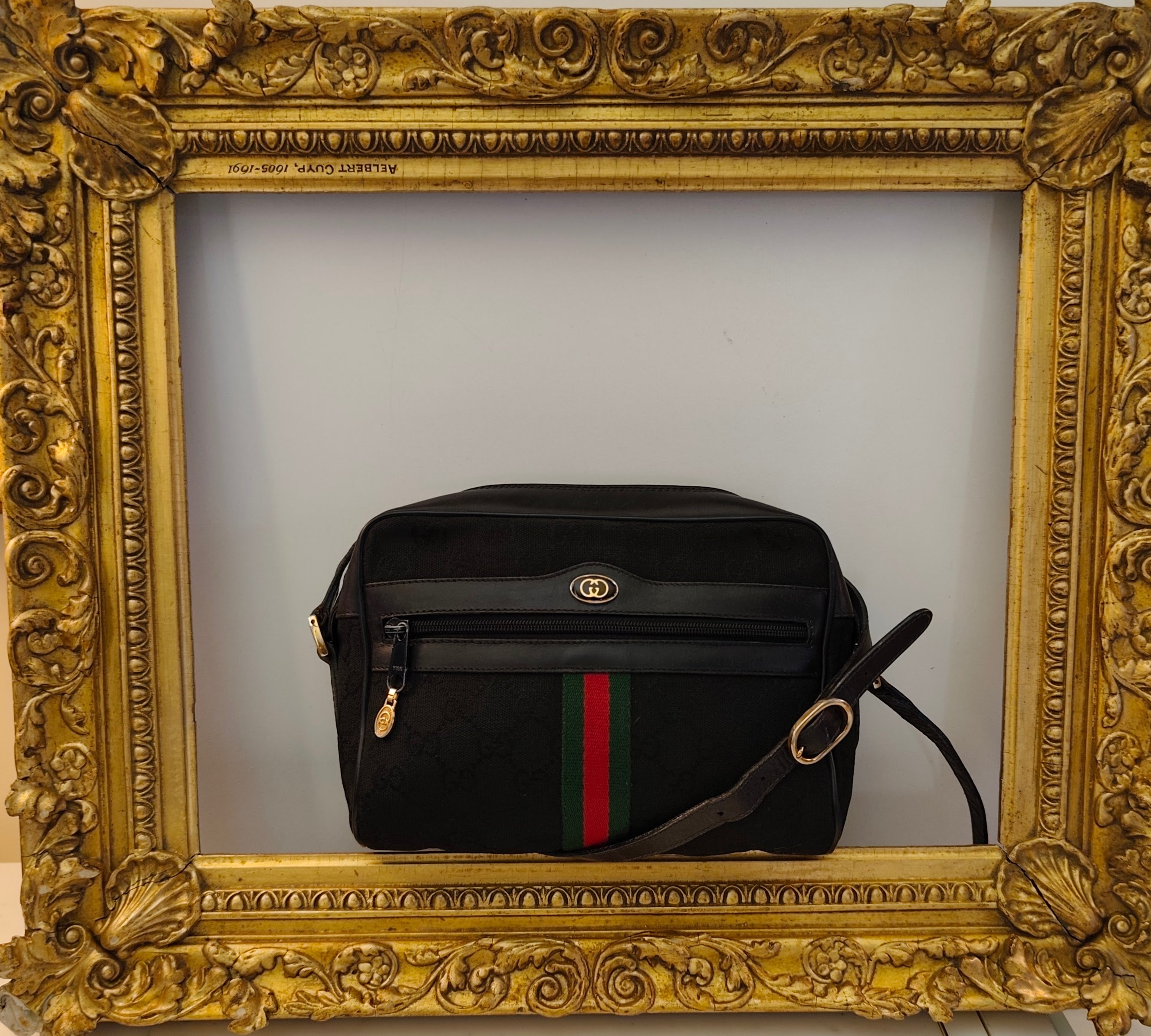 Gucci - Ophidia Camera Bag Postina in Tessuto “GG” e Pelle Nera