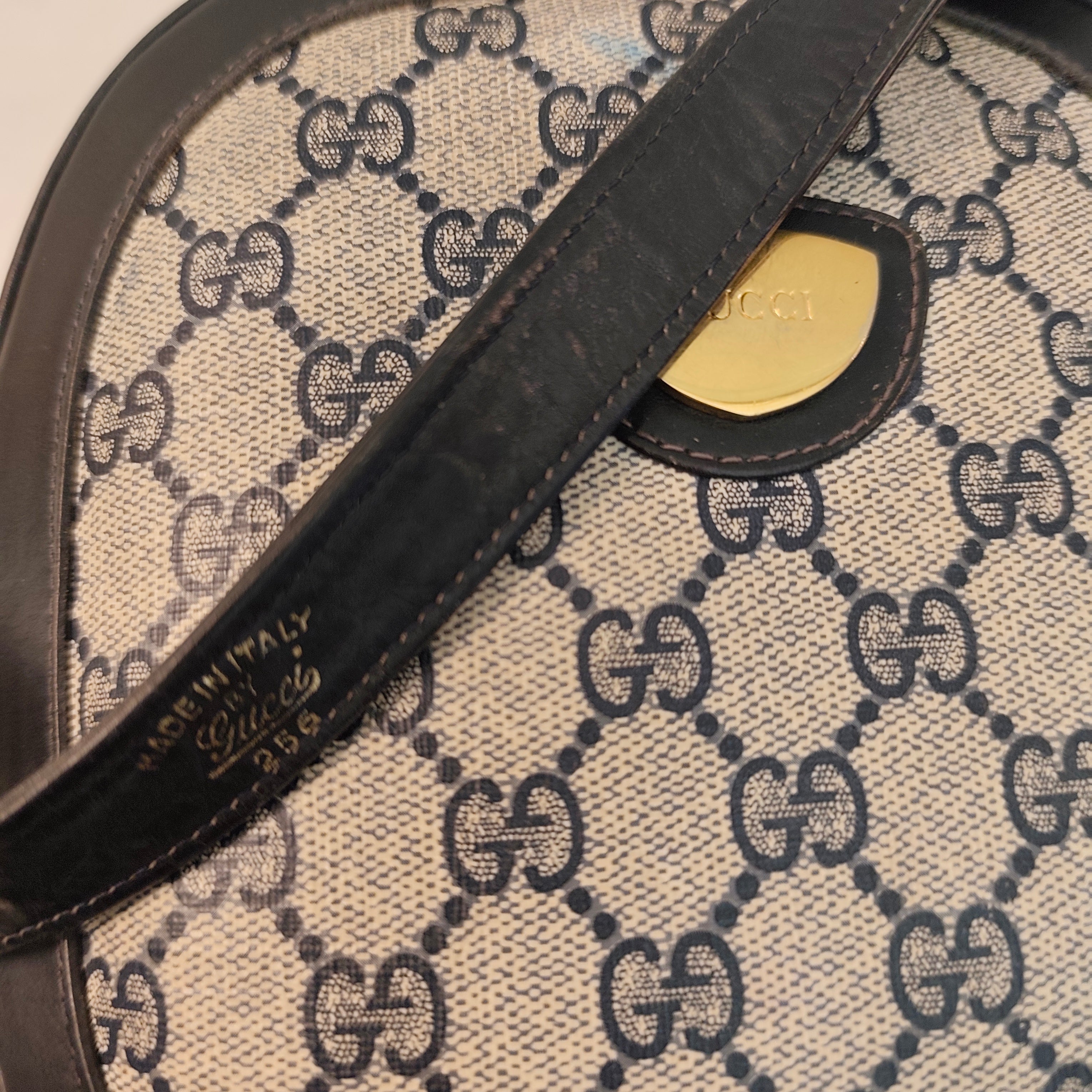 Gucci - Borsetta Tamburello a Tracolla “GG” Blu Vintage