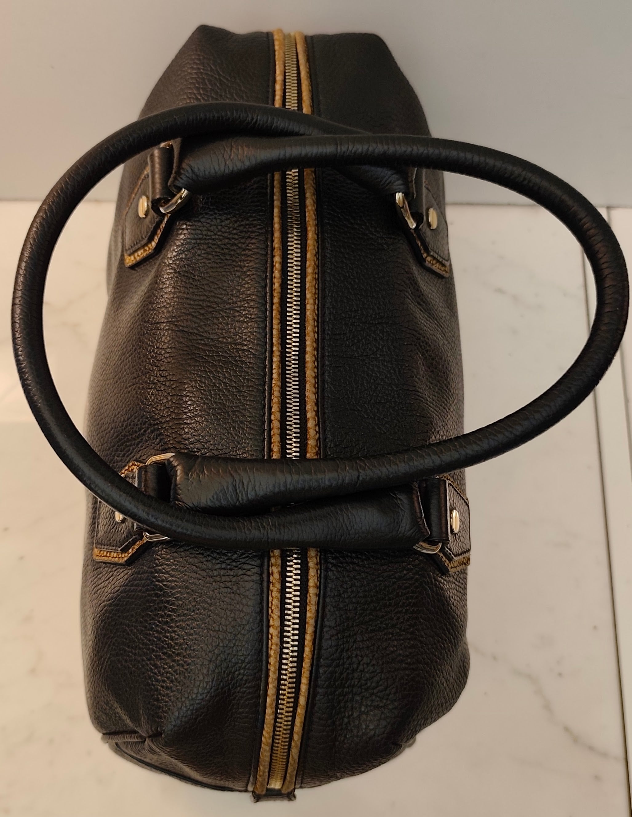 Borbonese - Borsa Bauletto Speedy in Pelle Nera con profili Tapiro