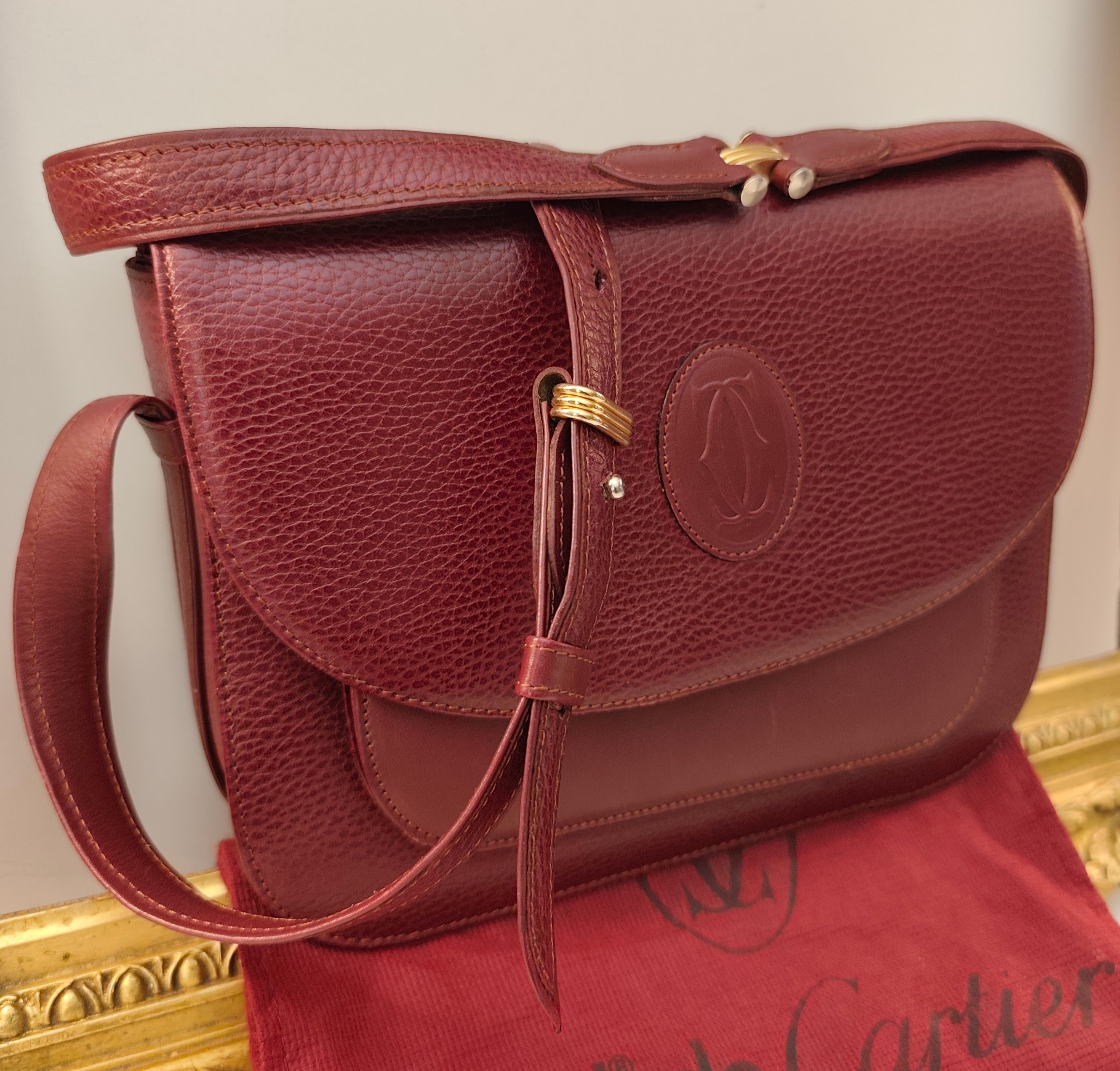 Cartier - Camera Bag Borsa Postina Tracolla 3 Soffietti Pelle Vintage