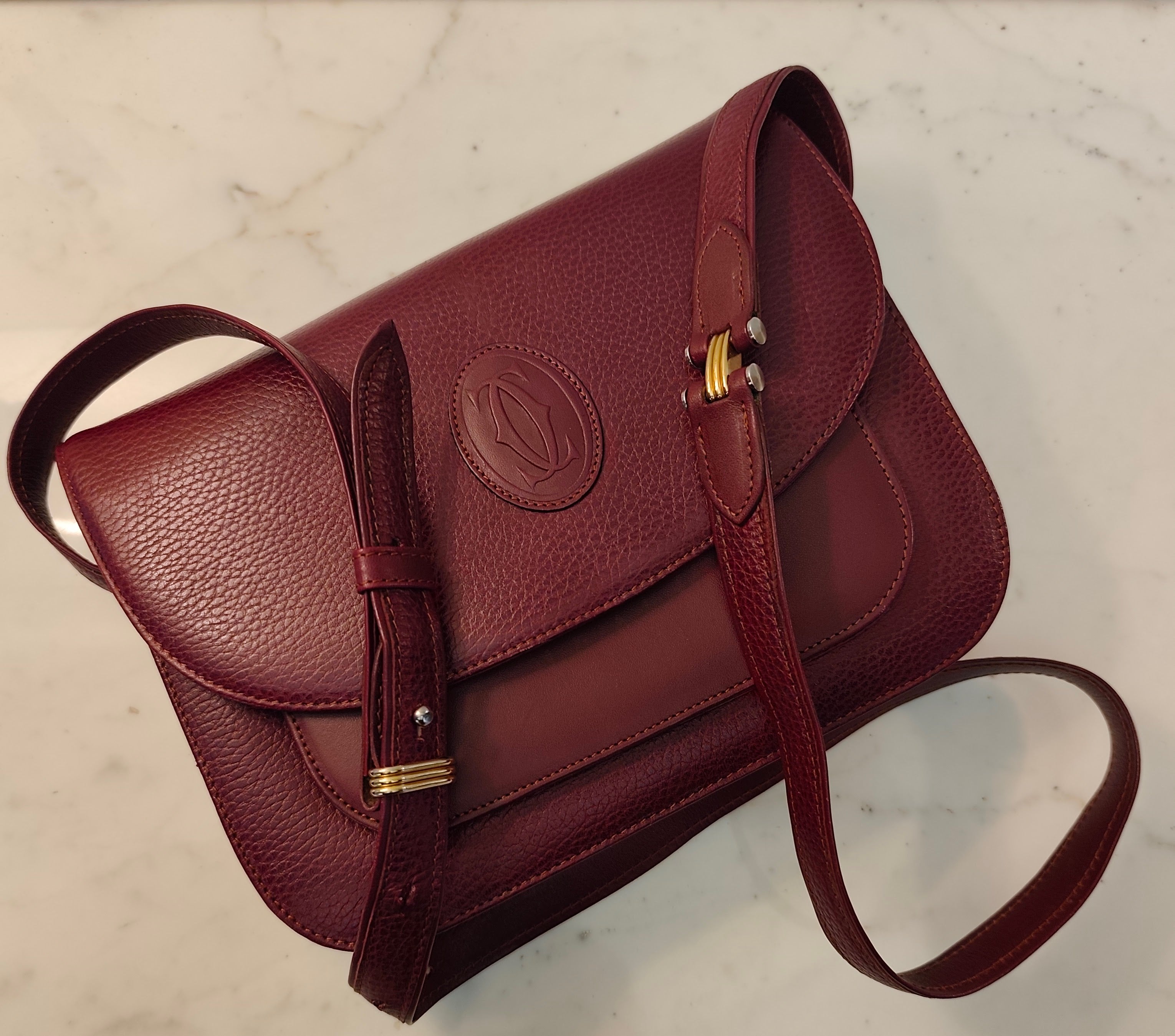 Cartier - Camera Bag Borsa Postina Tracolla 3 Soffietti Pelle Vintage