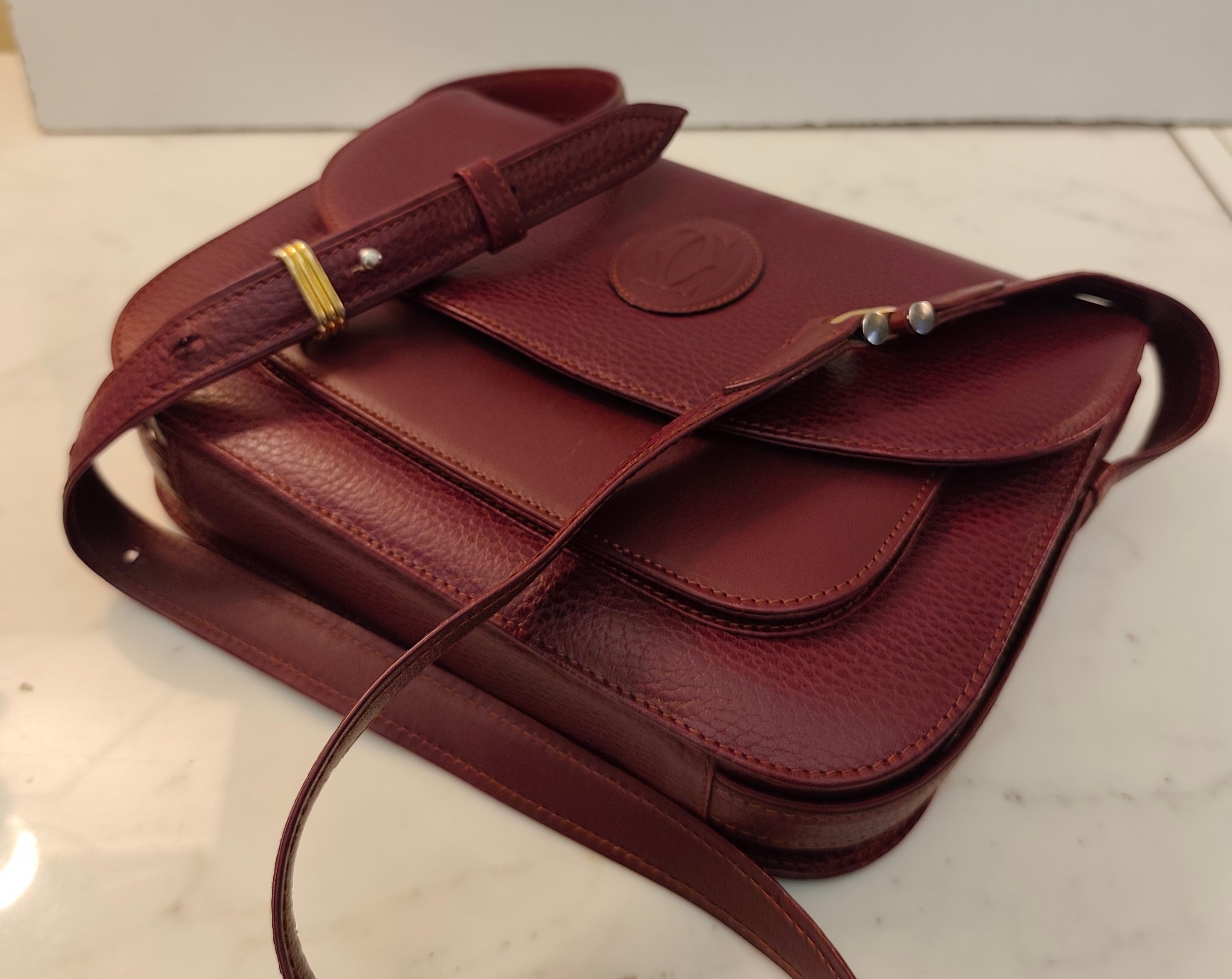 Cartier - Camera Bag Borsa Postina Tracolla 3 Soffietti Pelle Vintage