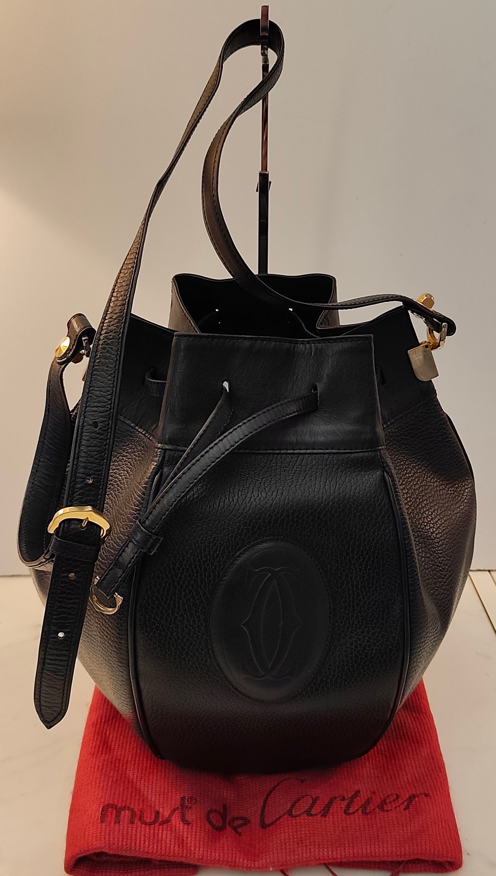 CARTIER - Secchiello Bombato Double-face Pelle Blu Vintage