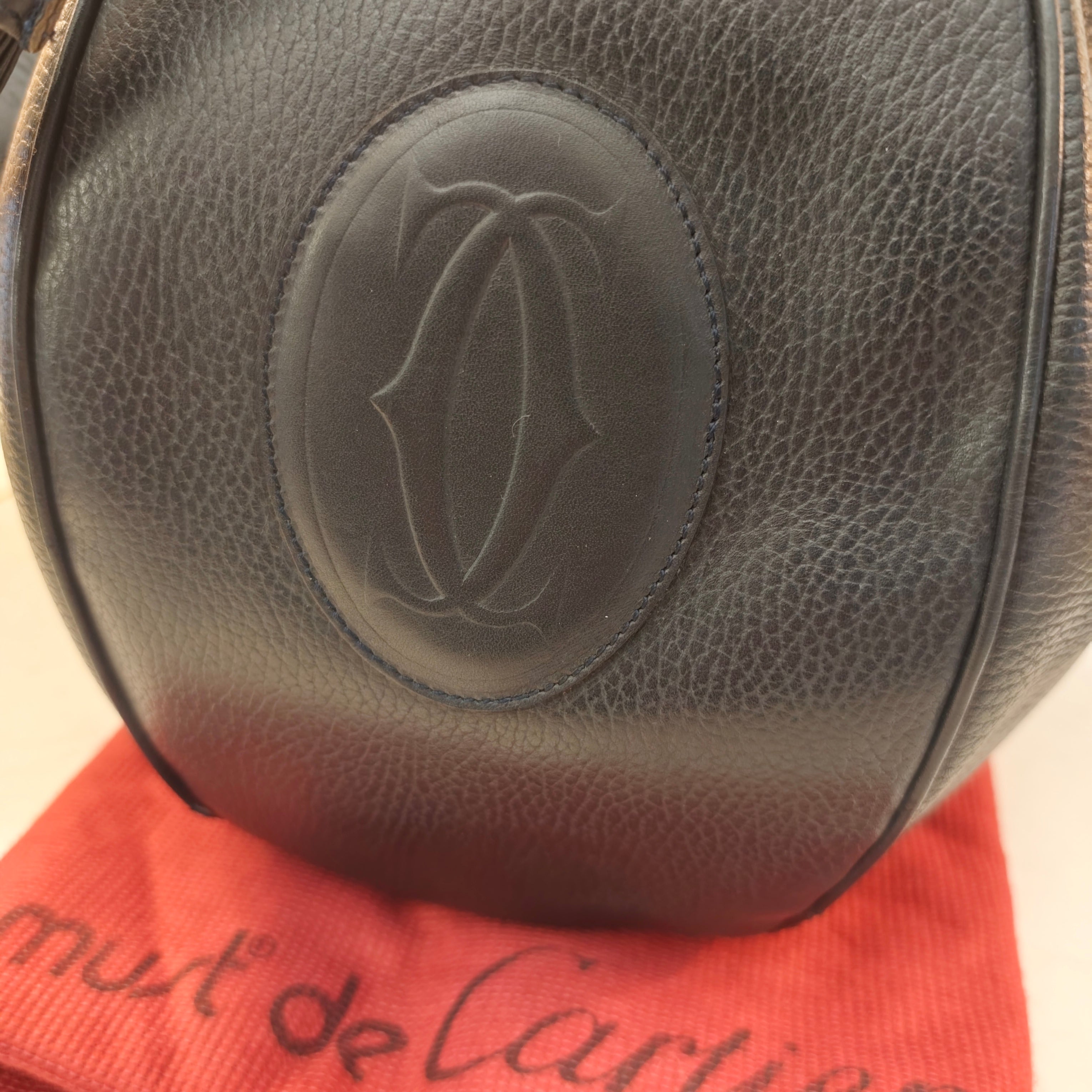 CARTIER - Secchiello Bombato Double-face Pelle Blu Vintage