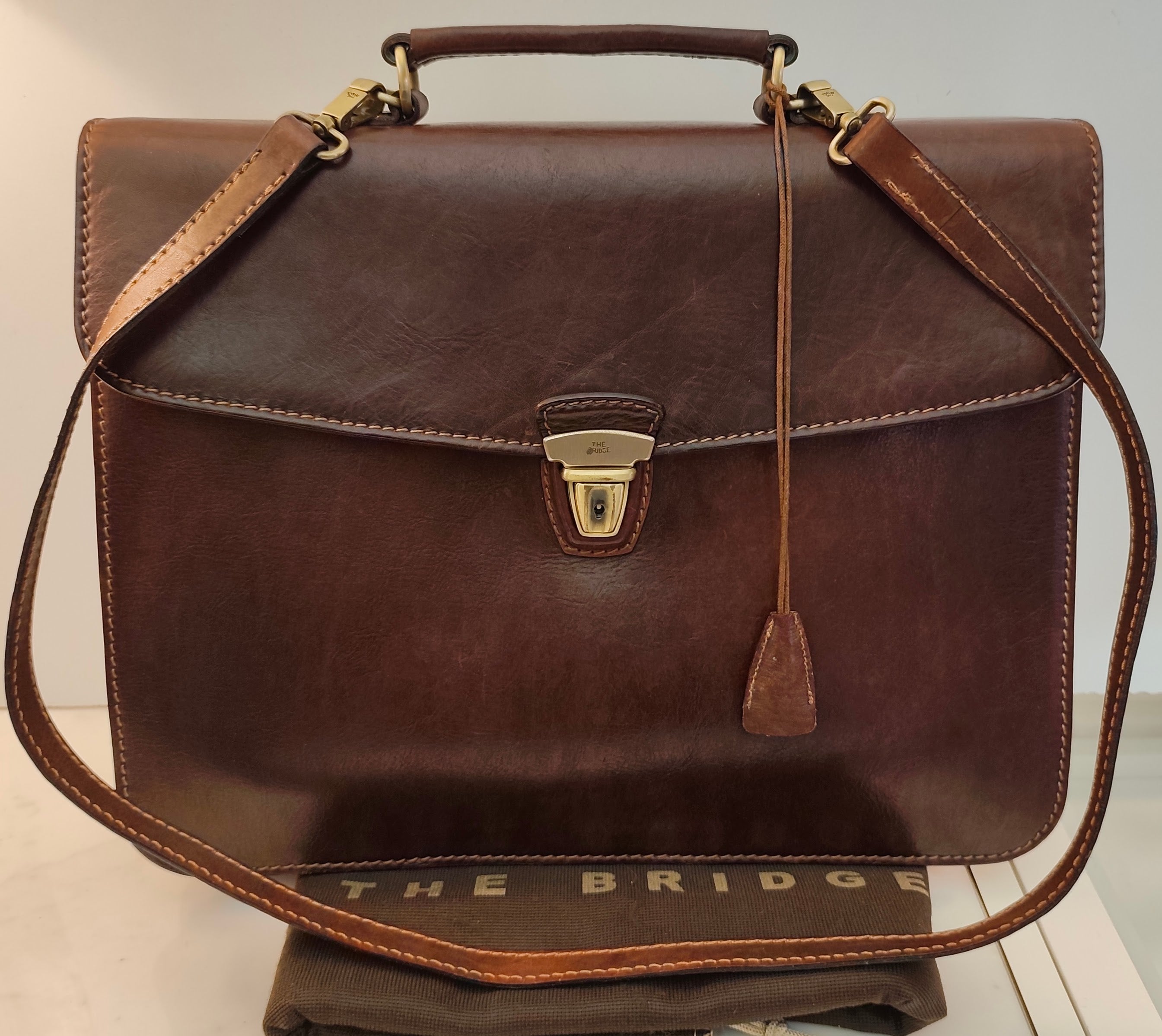 The Bridge Cartella Due Soffietti in Pelle Marrone Linea Story