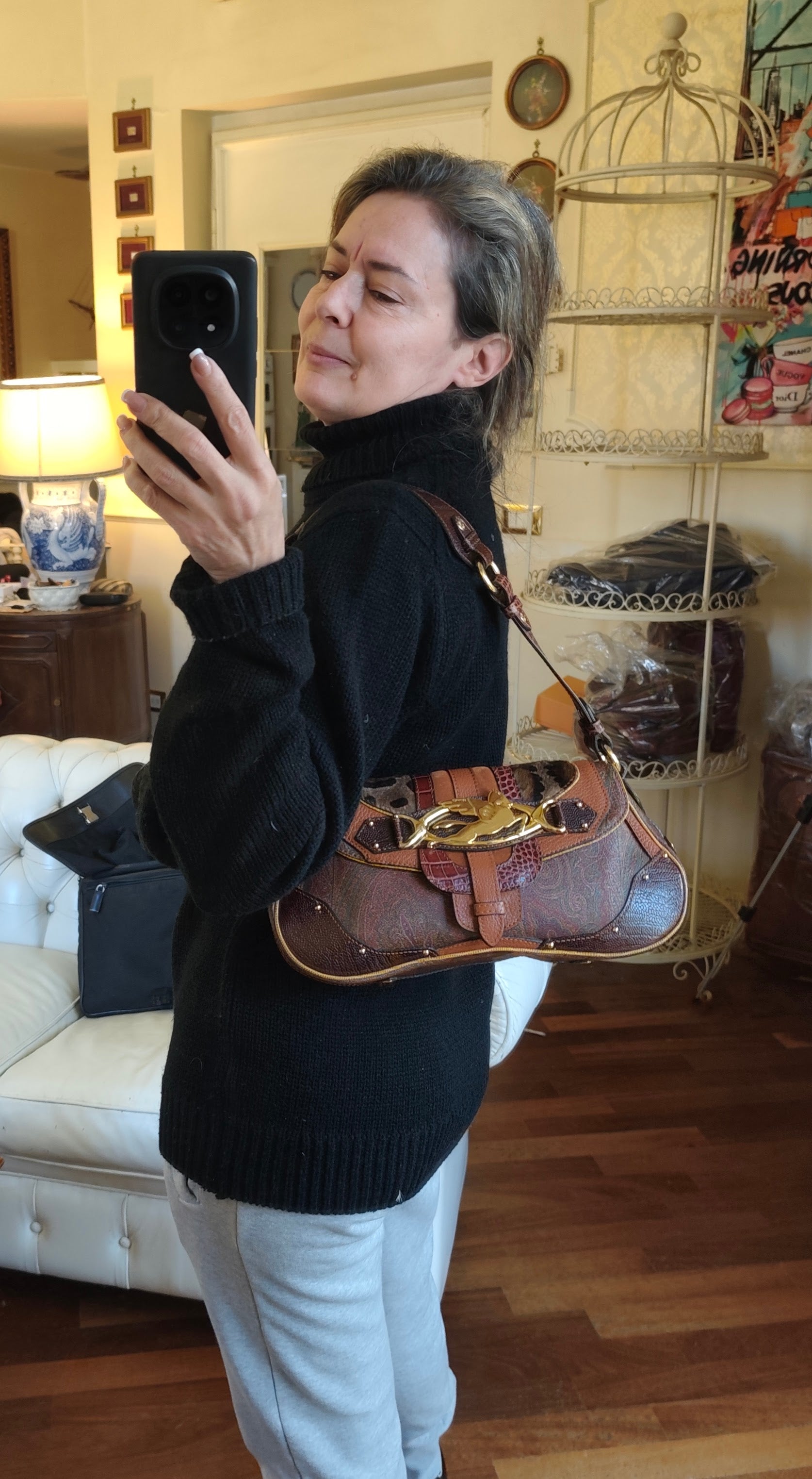 Etro - Baguette a Spalla Paisley Jacquard, croco e cavallino Edizione Limitata Ultra Rara