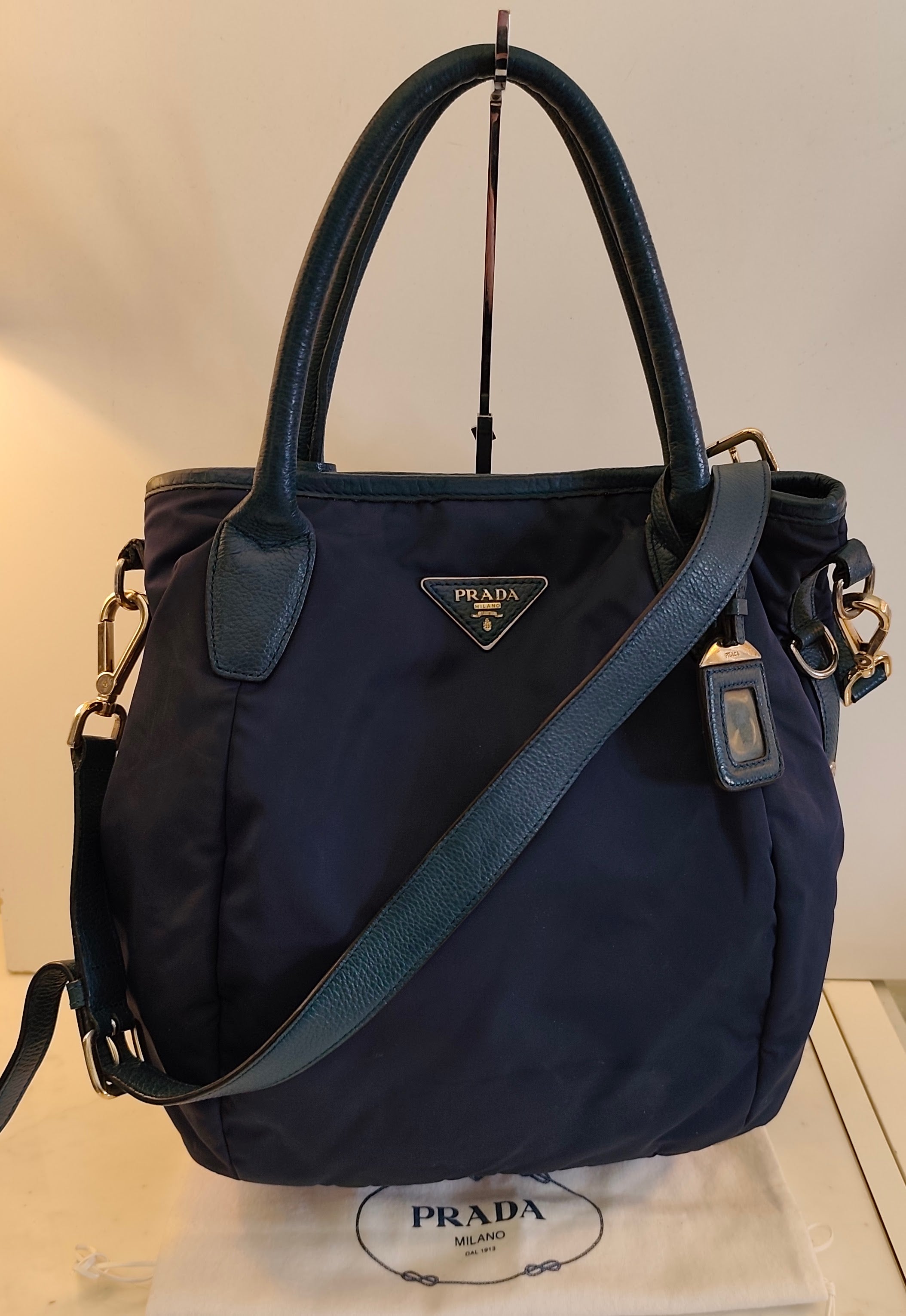 Prada – Borsa Tote Shopper a Sacco Nylon e Pelle Ottanio