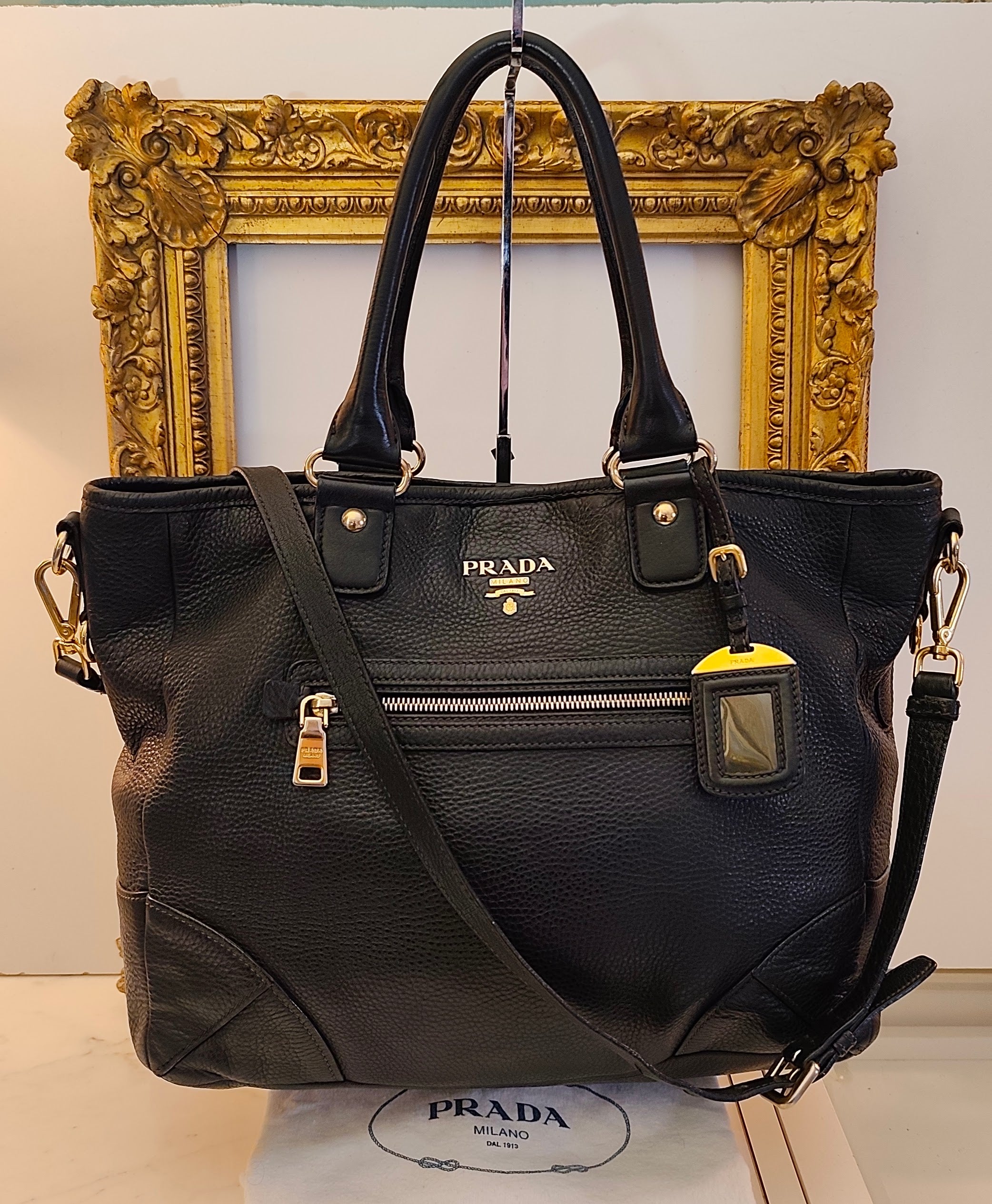 Prada – Tote Bag Shopper in Pelle Martellata Nera