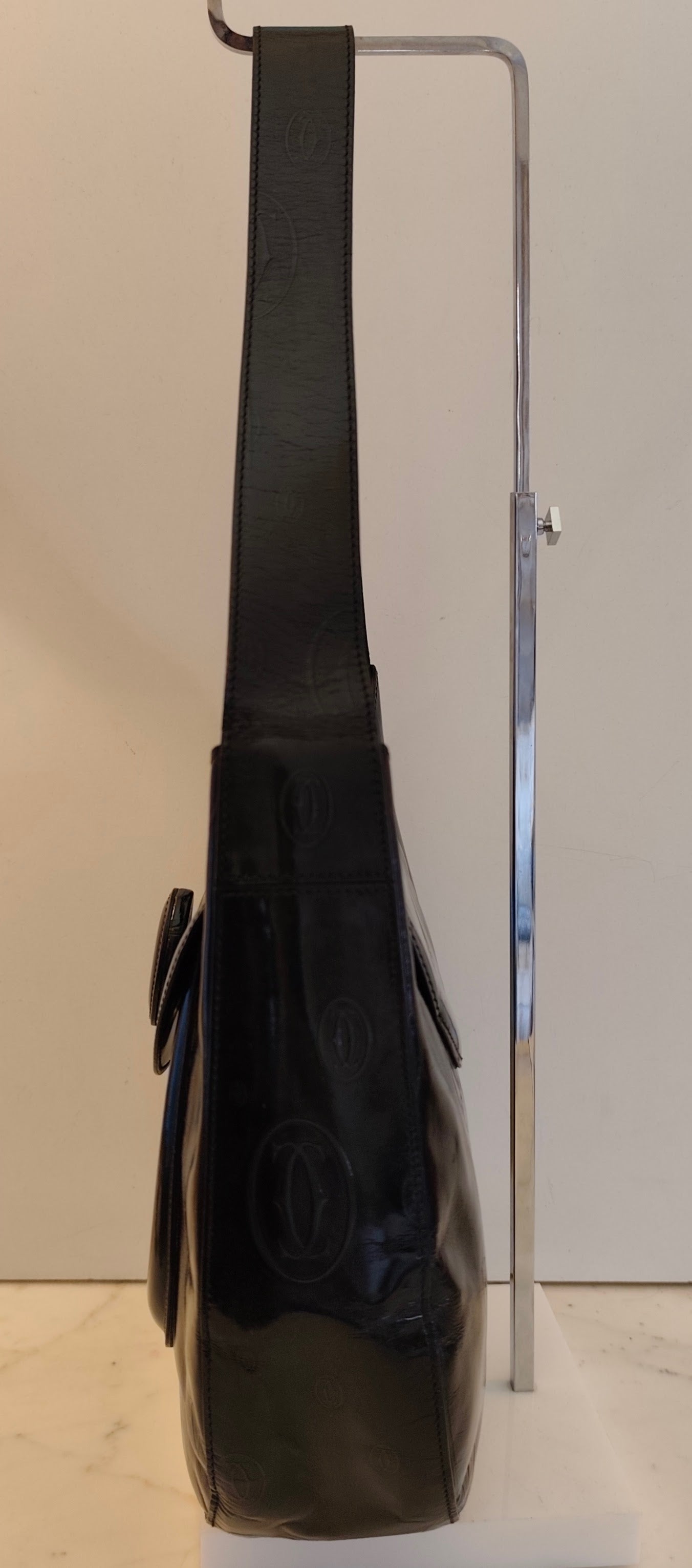 Cartier – Borsa Hobo Happy Birthday Vernice Nera Fantasia Logo