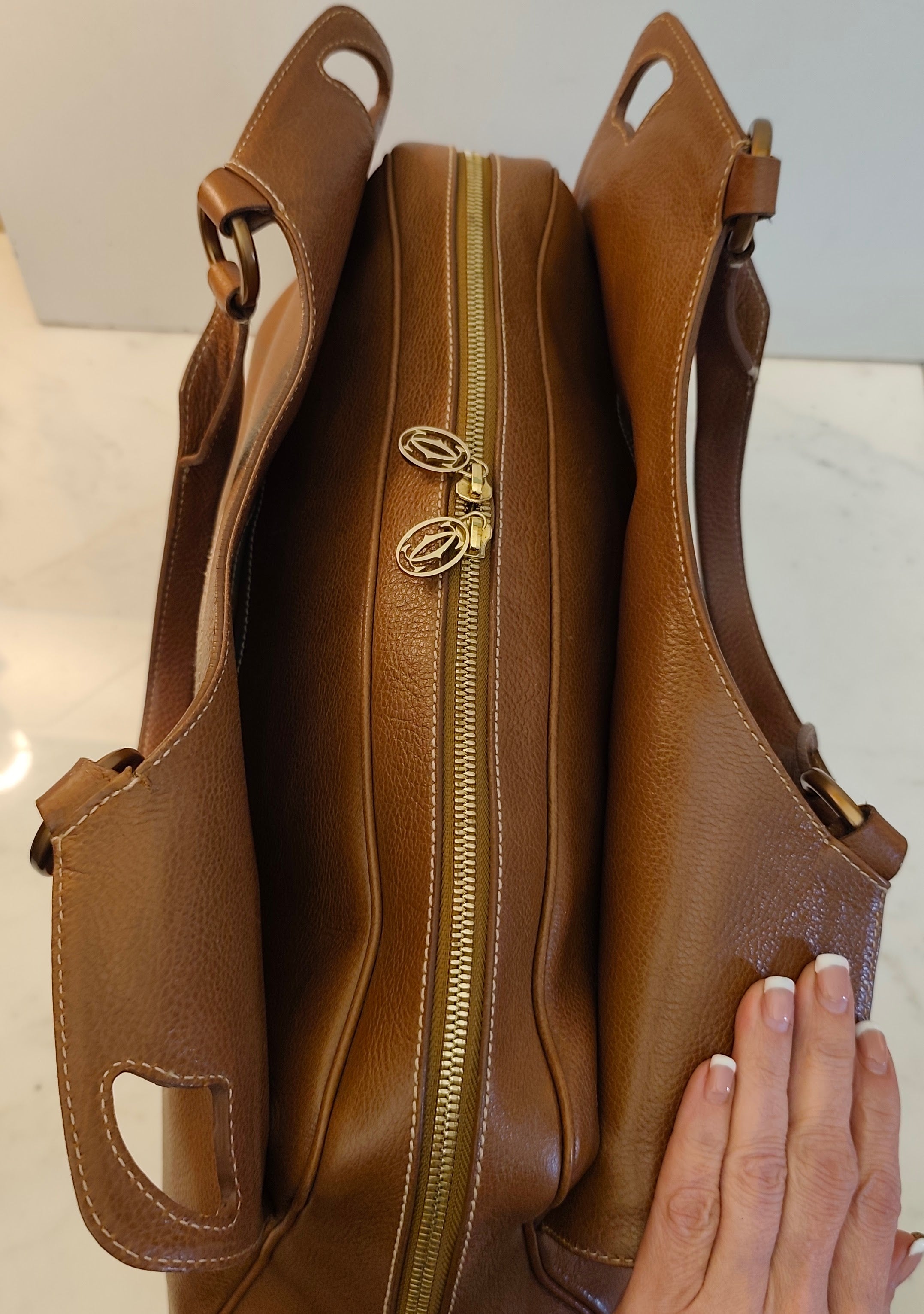 Cartier - Borsa Marcello Misura Grande Pelle Caramello