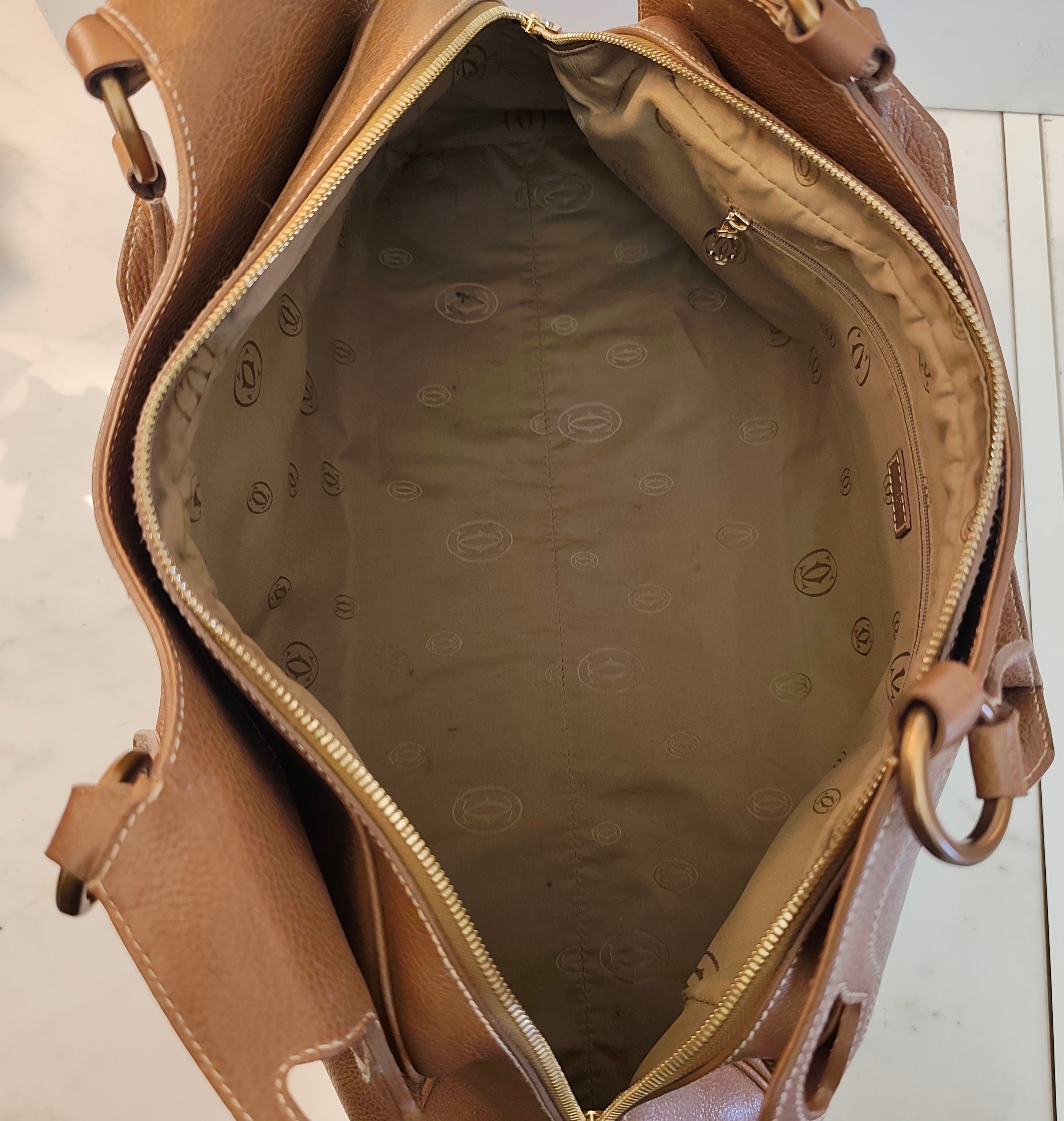 Cartier - Borsa Marcello Misura Grande Pelle Caramello