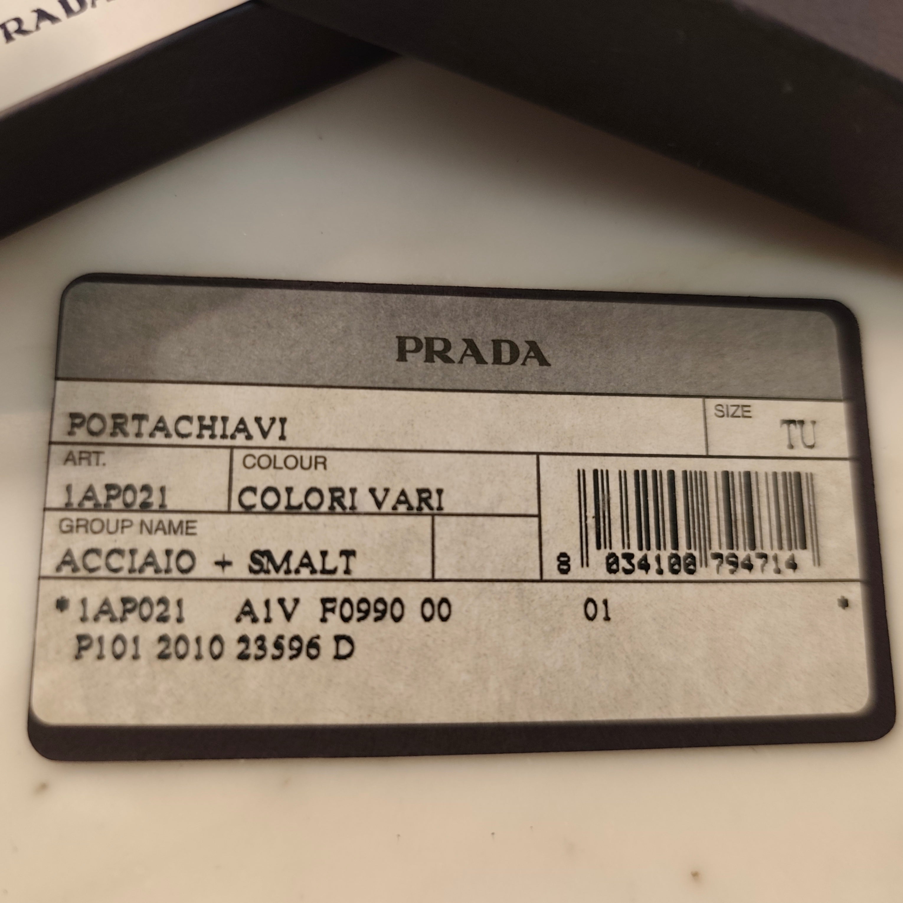 Prada - Portachiavi Unisex - in Metallo con Triangolo Smaltato Nero