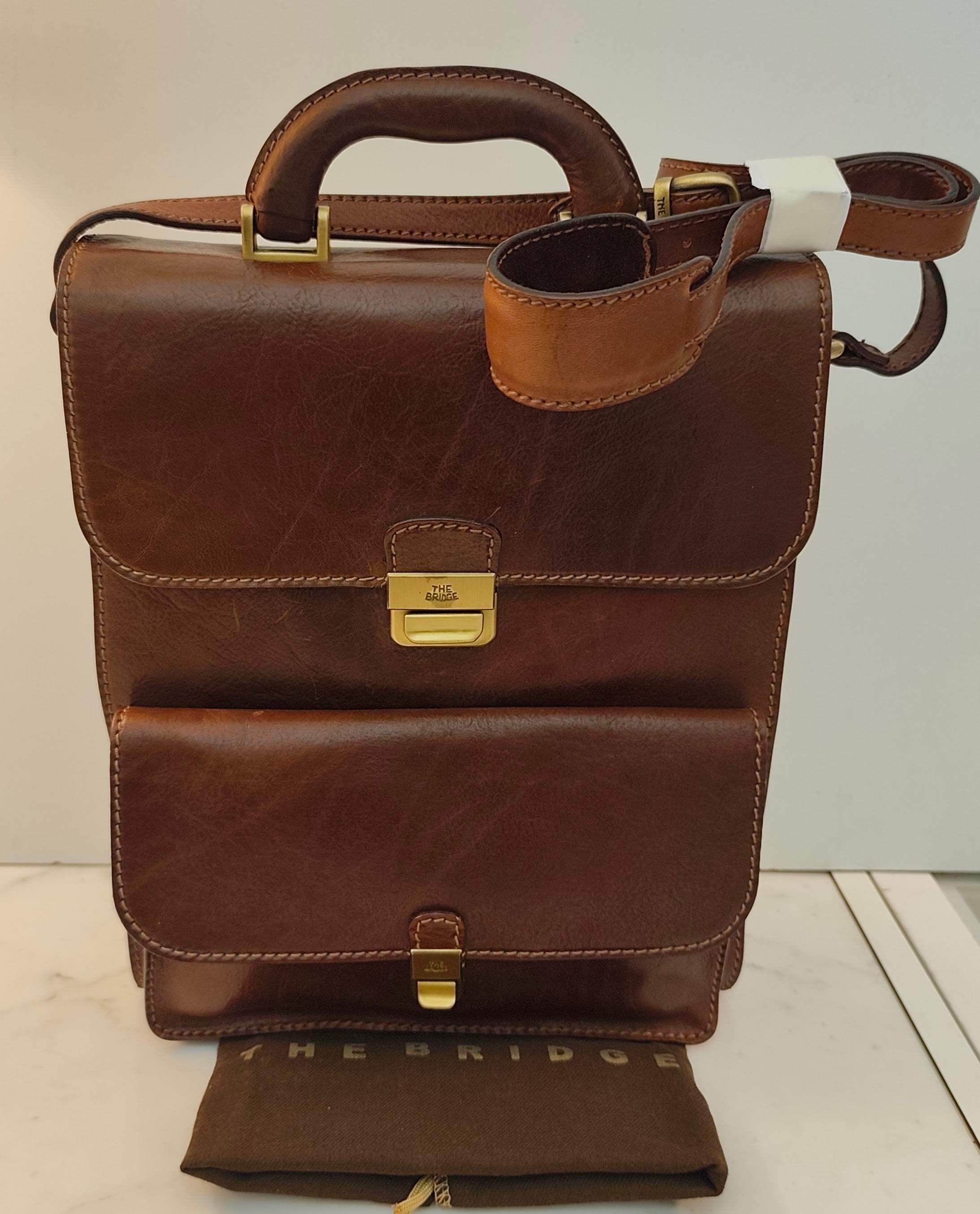 The Bridge – Borsello a Spalla o a Tracolla - Pelle Marrone Linea Story Vintage