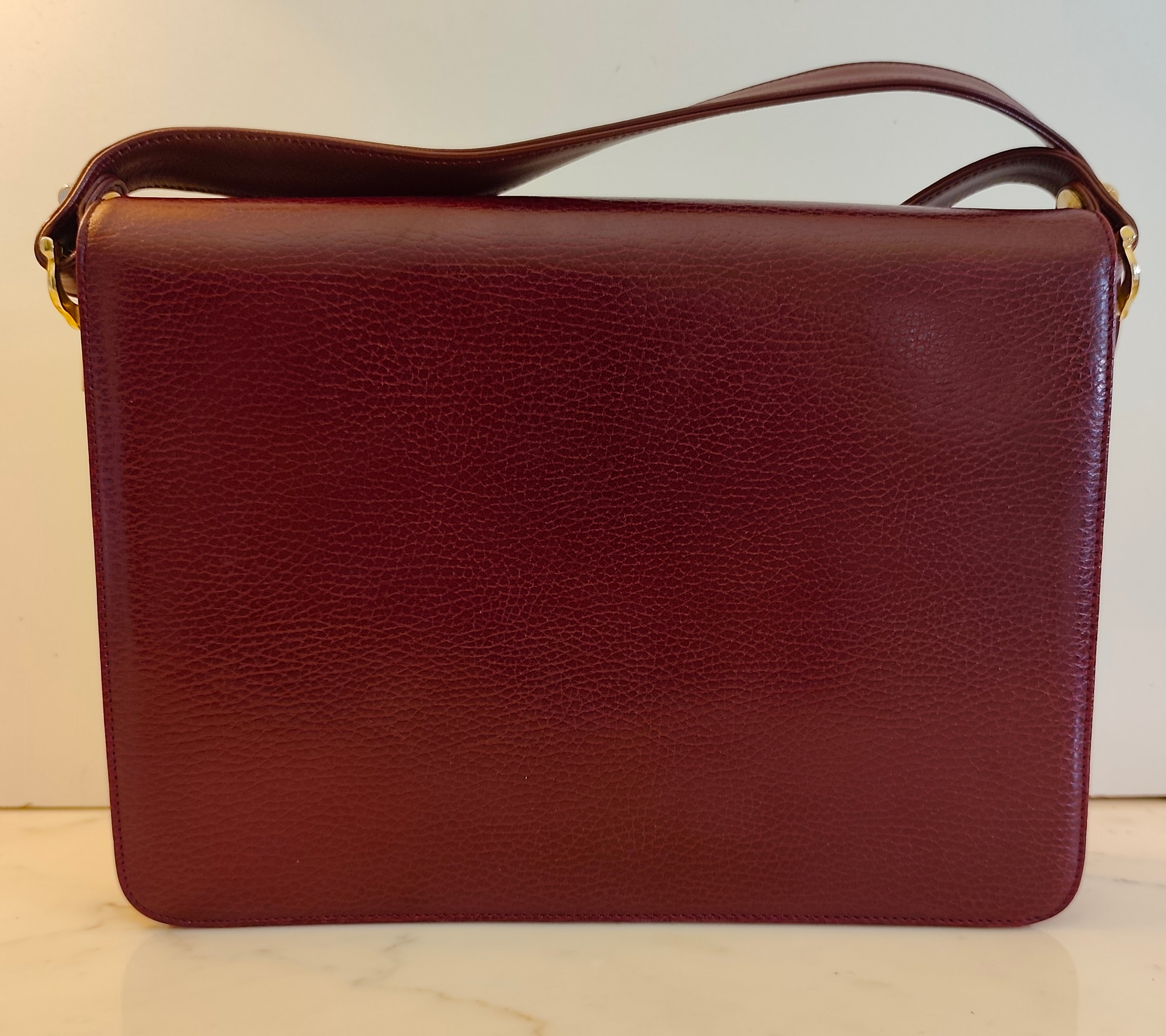 Cartier – Borsa Vintage Double Flap in Pelle Bordeaux