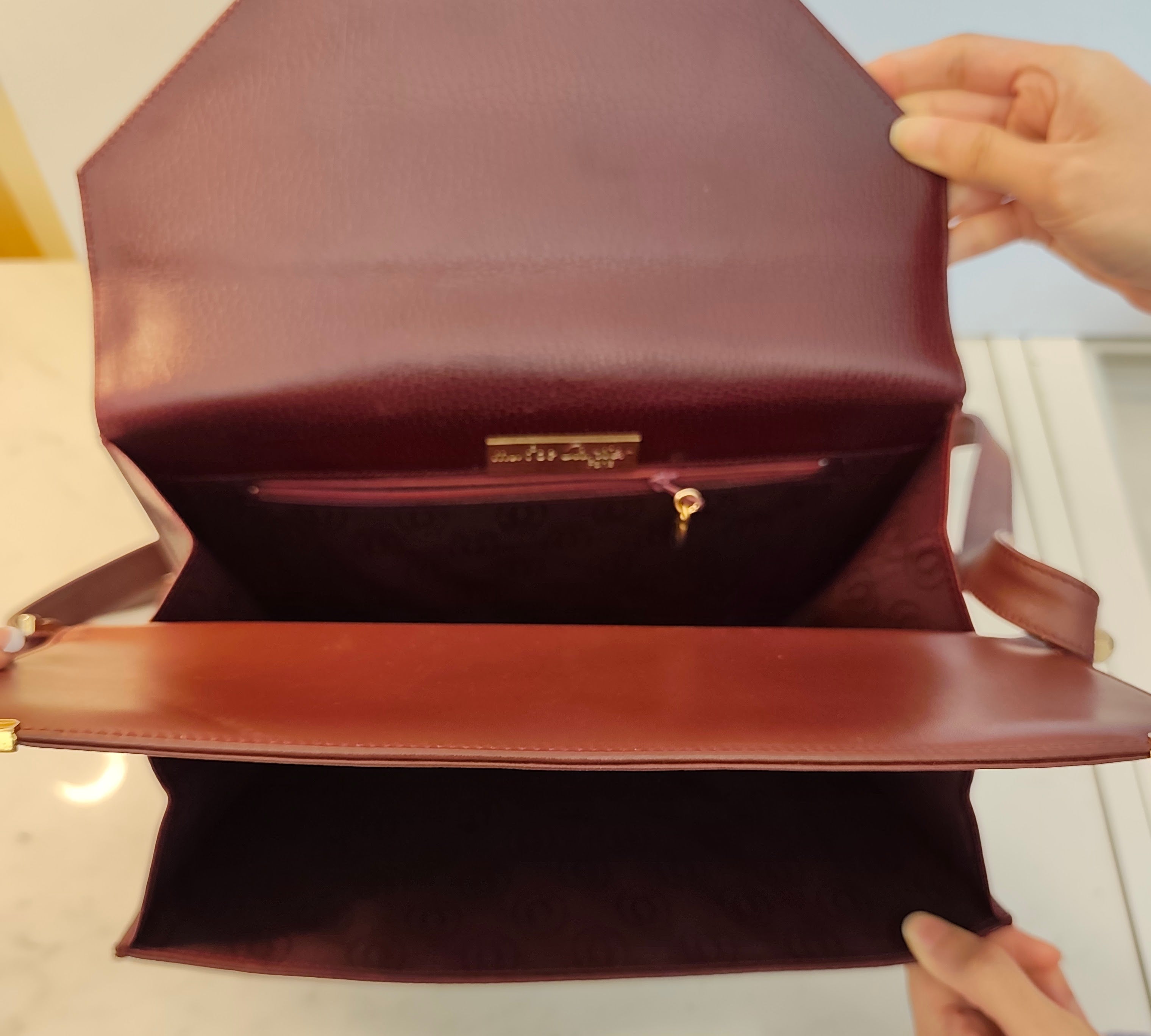 Cartier – Borsa Vintage Double Flap in Pelle Bordeaux