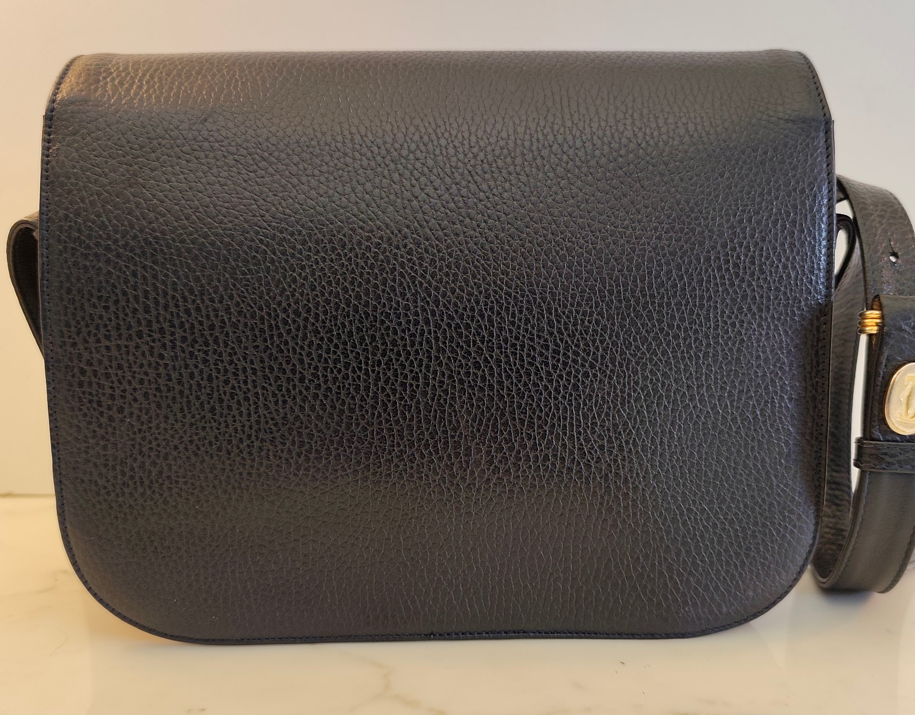 Cartier – Camera Bag a Patta Intera in Pelle Blu Vintage