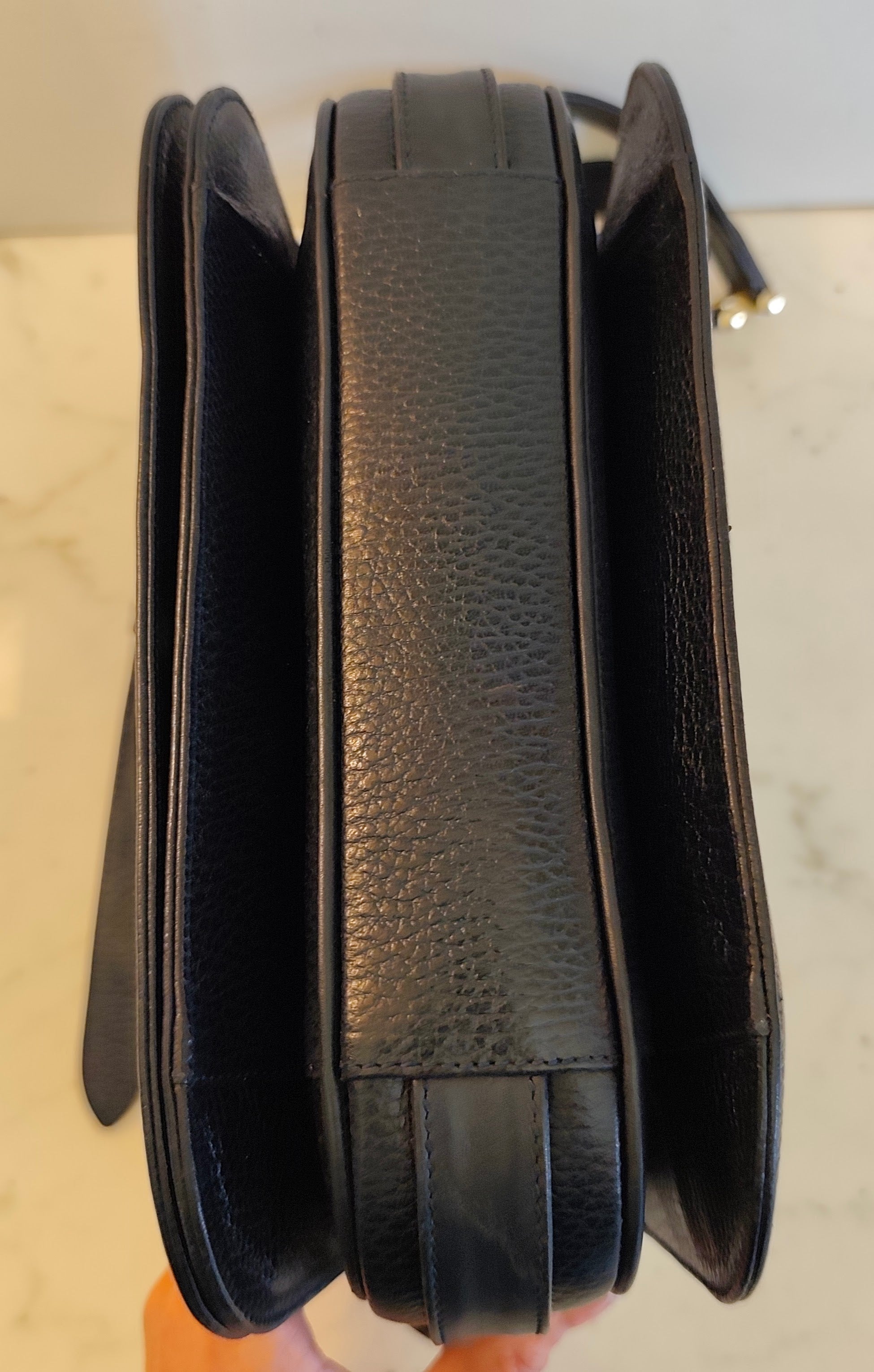 Cartier – Camera Bag a Patta Intera in Pelle Blu Vintage